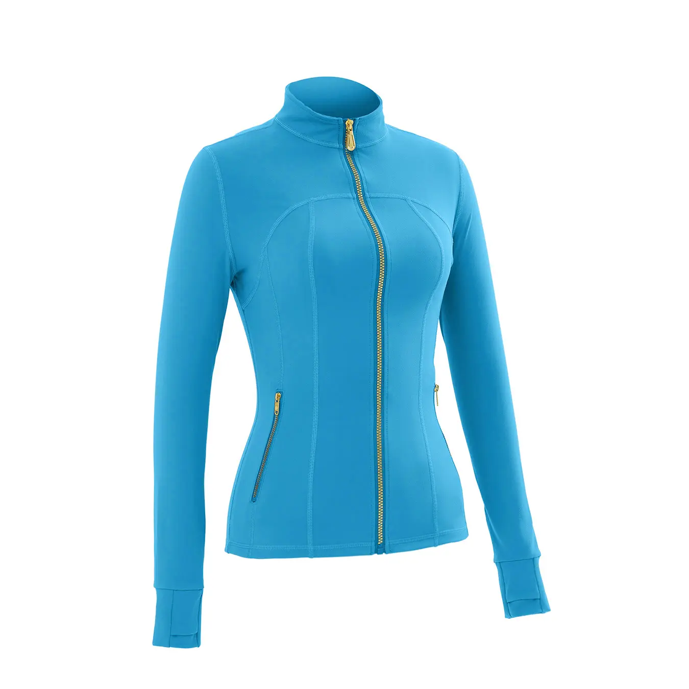 Women's Sporty Tracksuit Set – Gold Zipper Jacket & Yoga Leggings | Soft Brushed Casual Activewear