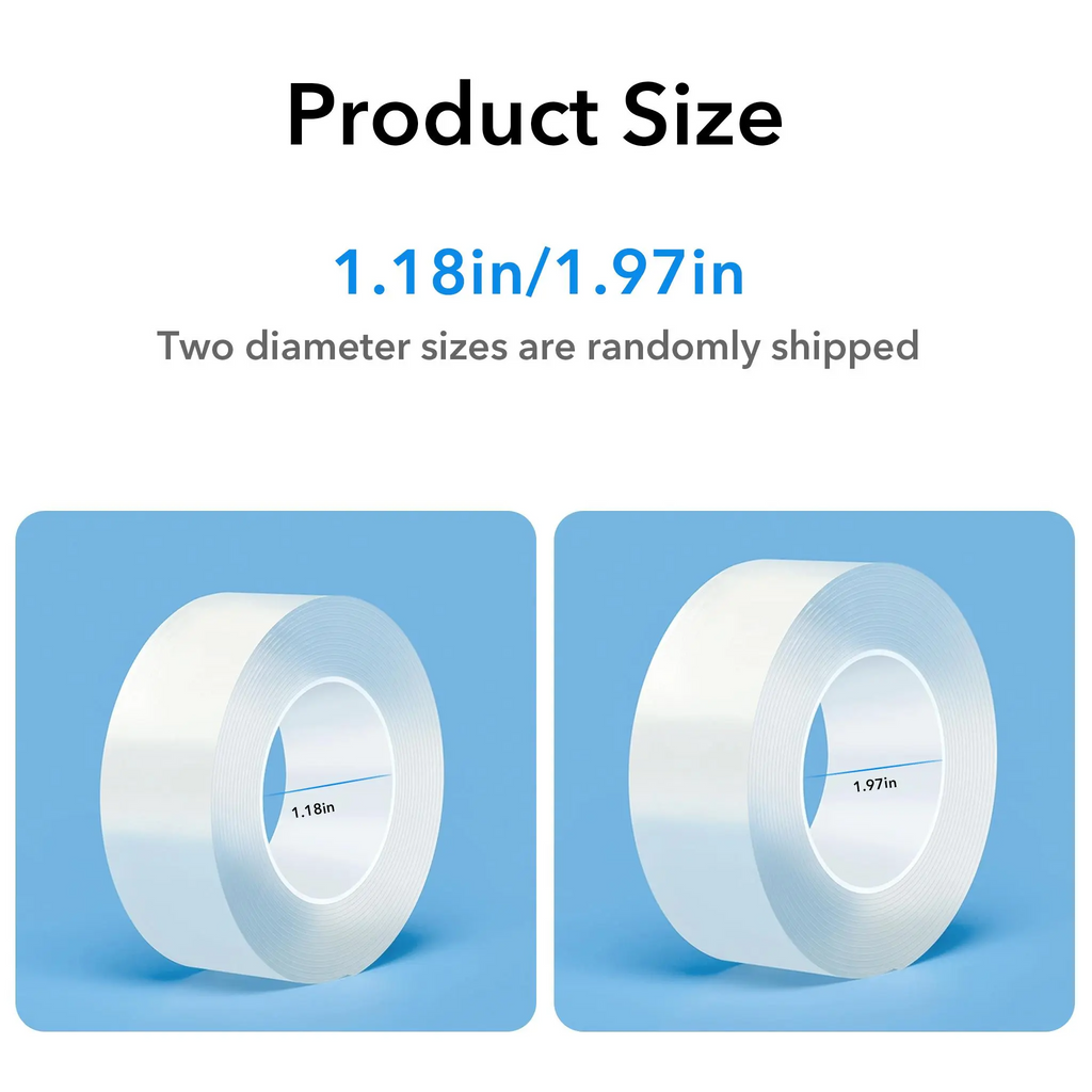 Ultra-strong Double Sided Adhesive Nano Tape Heavy Duty Transparent Reusable