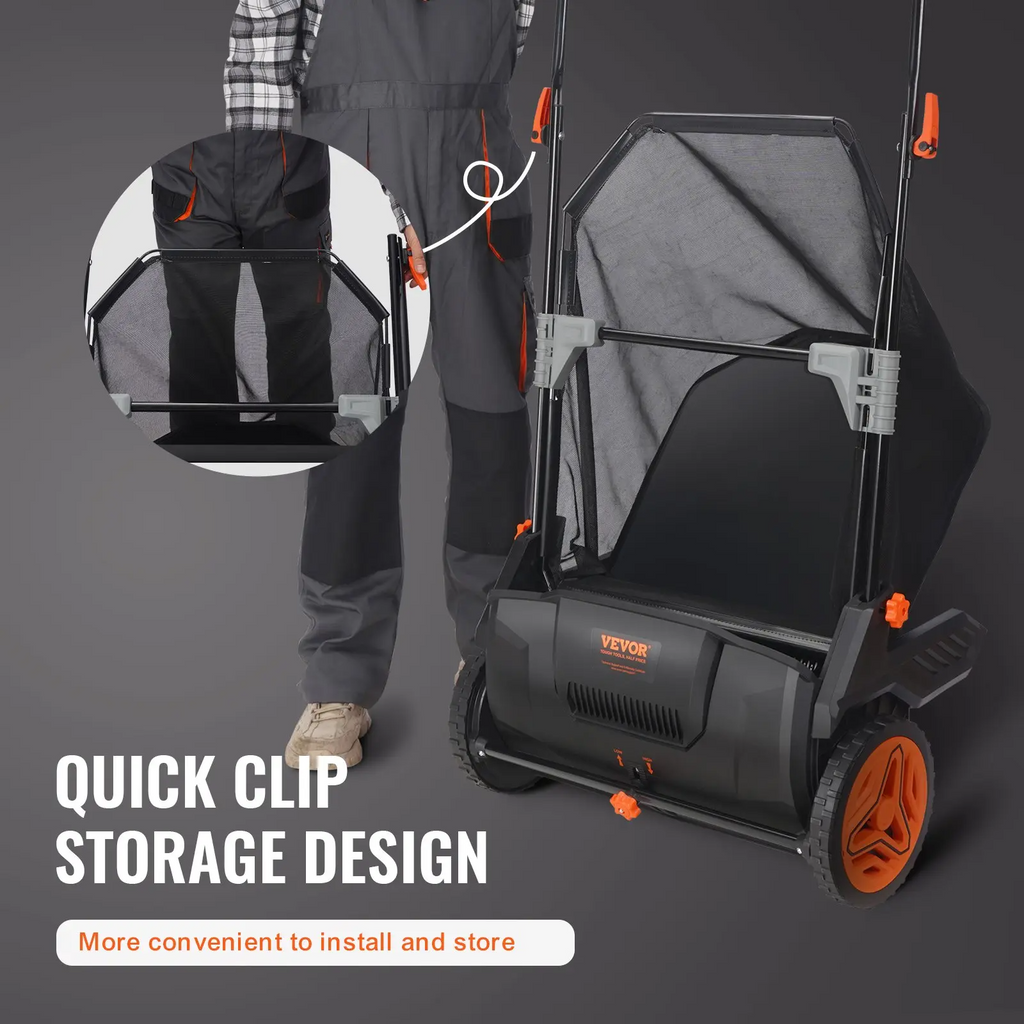 VEVOR Push & Tow-Behind Lawn Sweeper | 21"–52" | 3.5 cu.ft Hopper | Leaf & Grass Collector