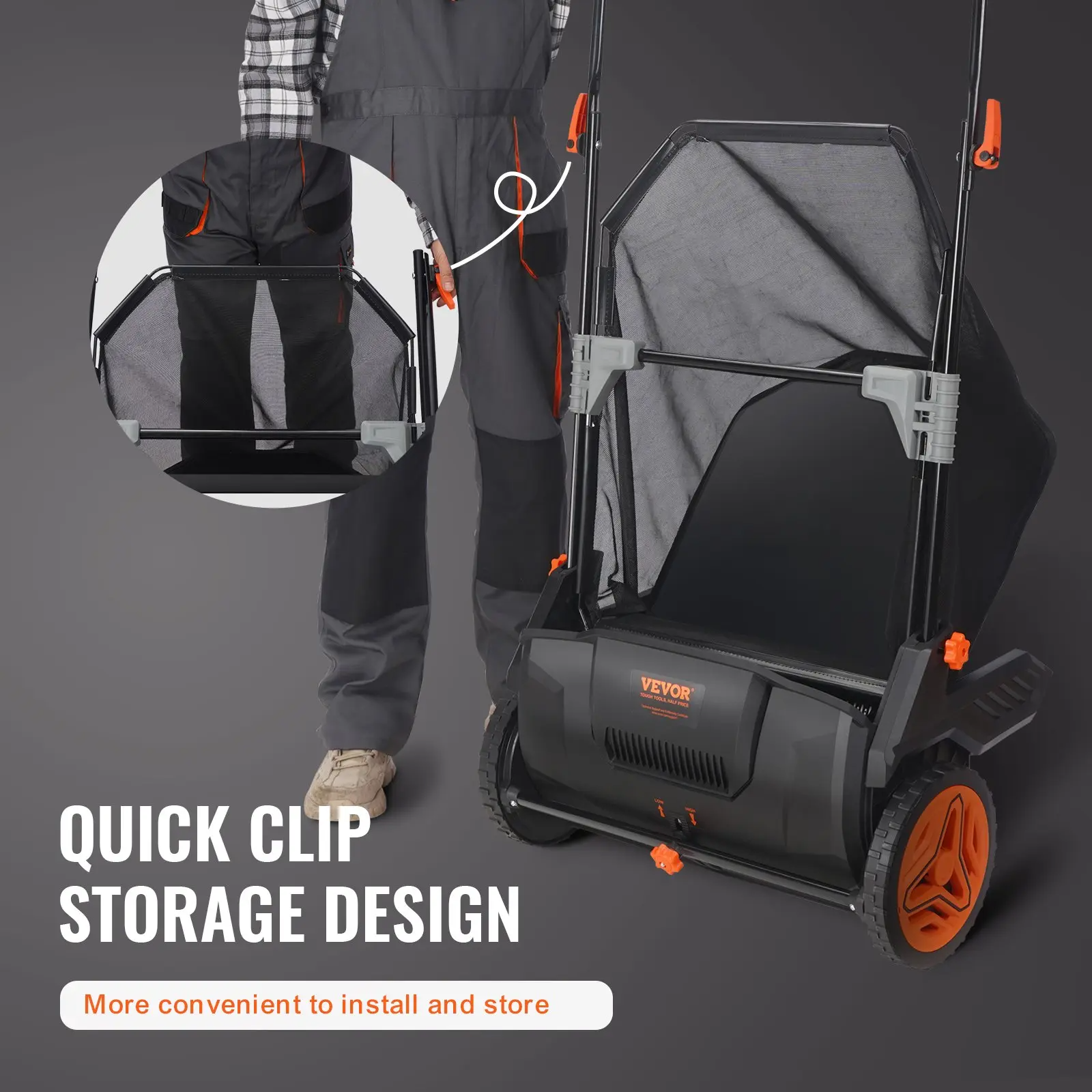 VEVOR Push & Tow-Behind Lawn Sweeper | 21"–52" | 3.5 cu.ft Hopper | Leaf & Grass Collector