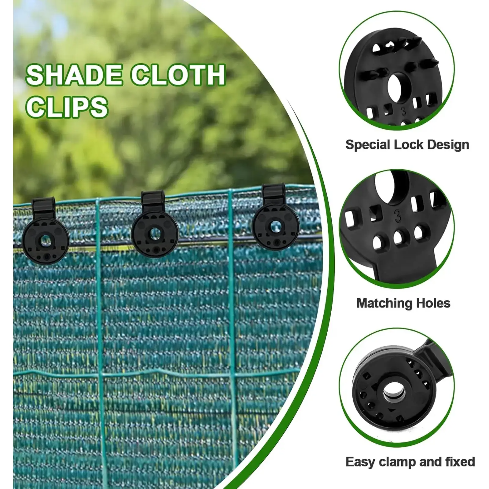 Universal Shade Clothes Clips 50 Pcs Black
