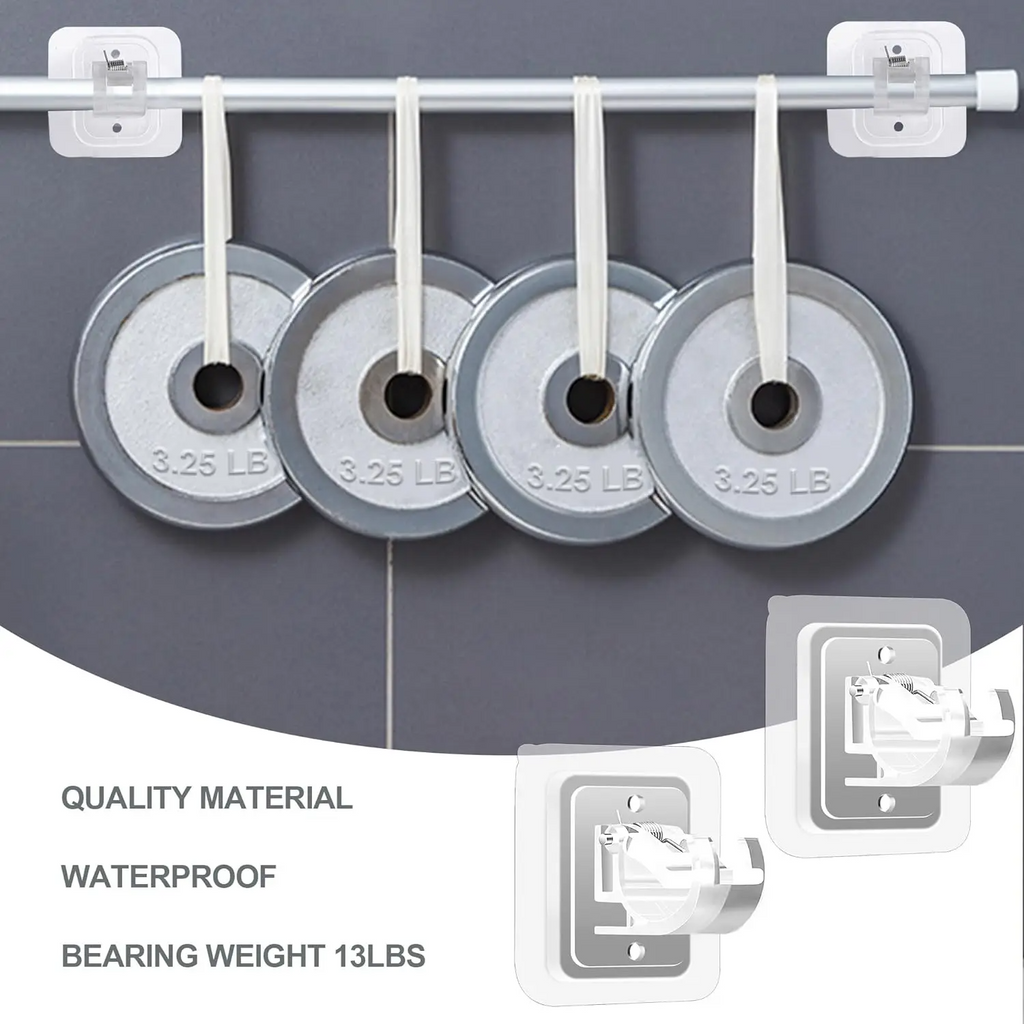 No Drill Curtain Rod Brackets – Self-Adhesive, Adjustable