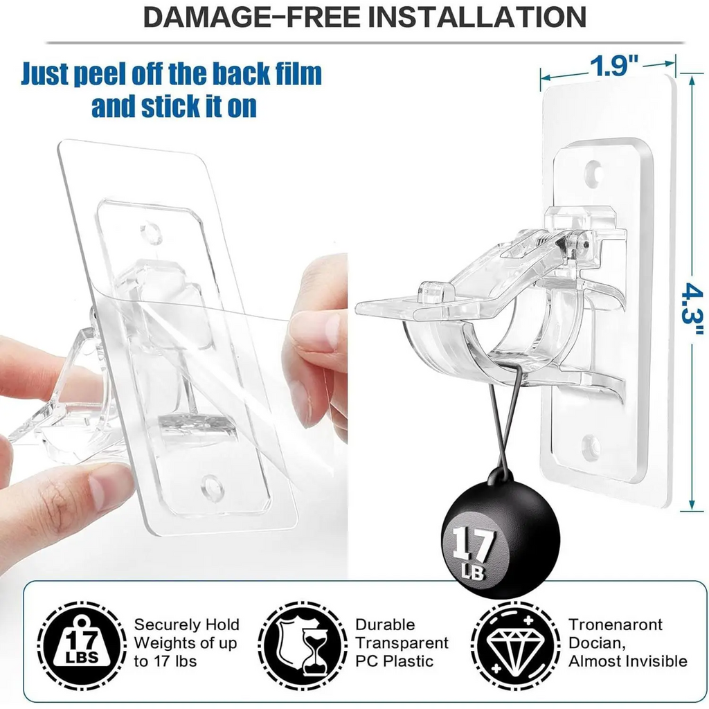 No Drill Curtain Rod Brackets – Self-Adhesive, Adjustable