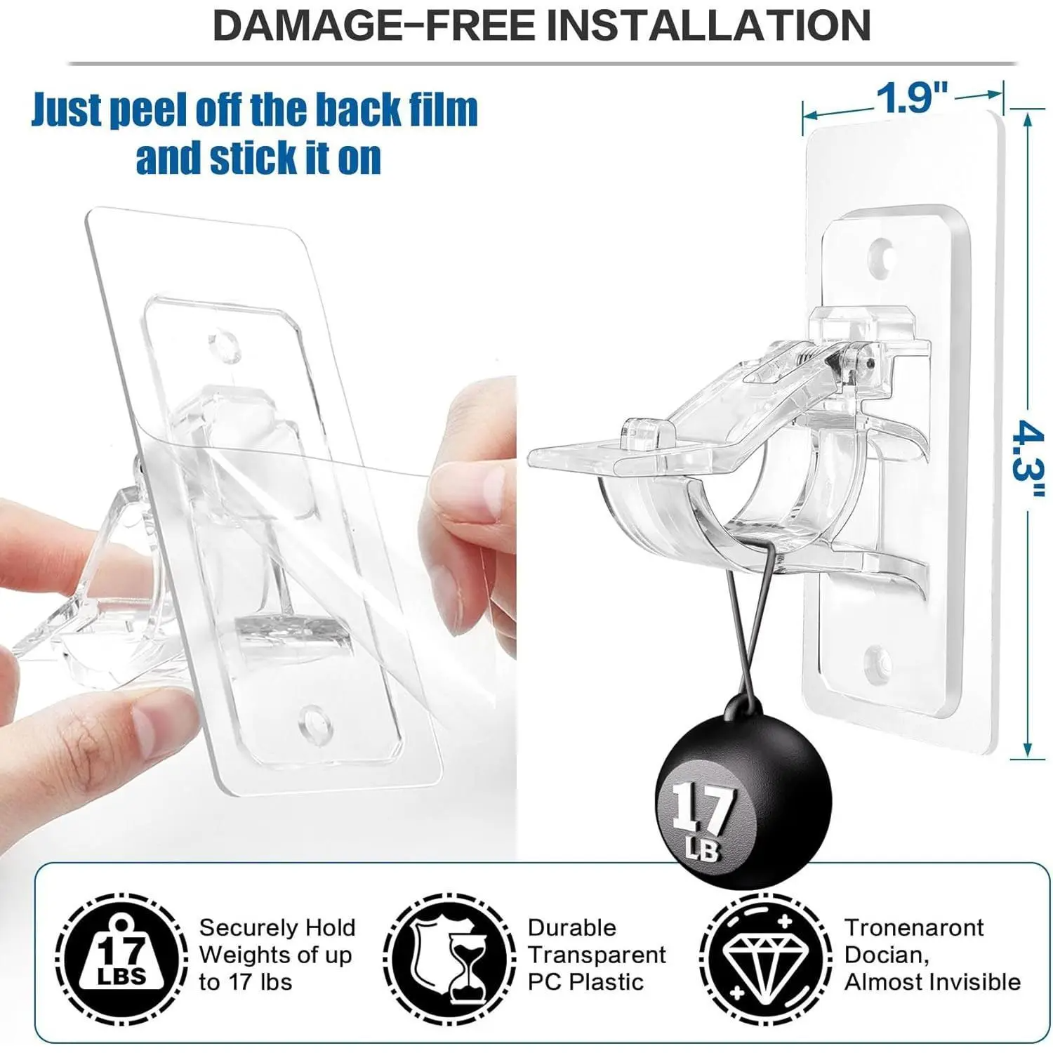 No Drill Curtain Rod Brackets – Self-Adhesive, Adjustable