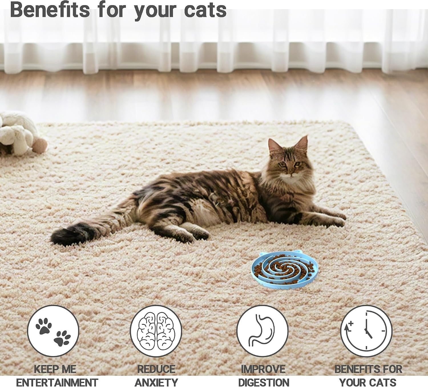 Slow Feeder Cat Bowl, Easy to Clean Silicone Bowl