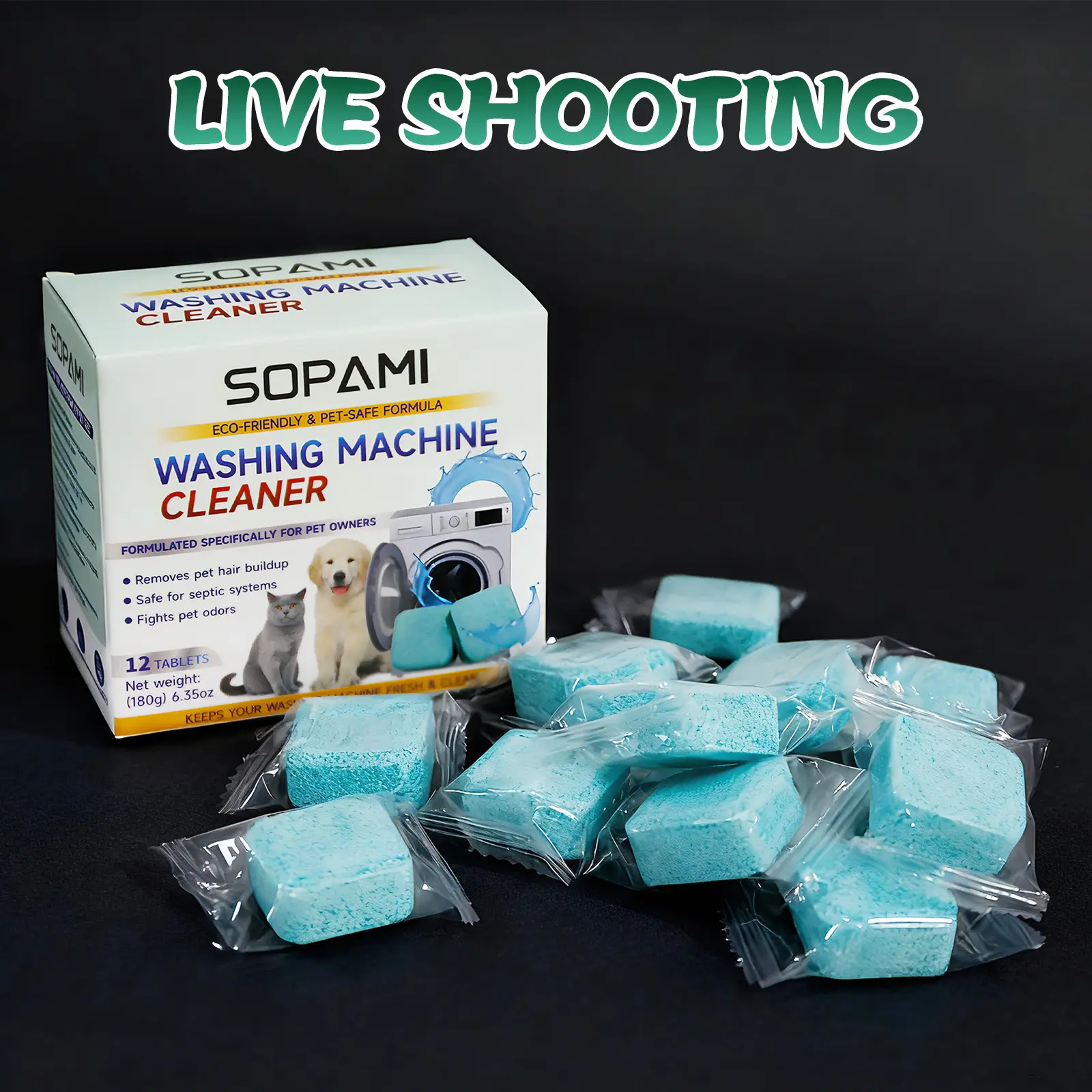 SOPAMI Washing Machine Cleaner Tablets | Eco-Friendly, Pet-Safe Deep Clean & Odor Eliminator