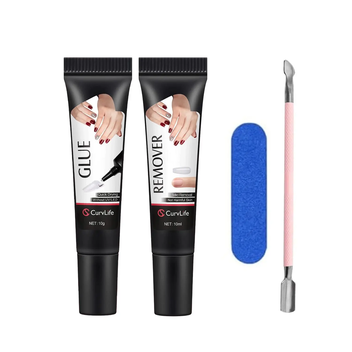 Semi-Solid Nail Glue & Remover Kit – Quick-Dry, No UV Lamp, Long-Lasting for Press-On Nails