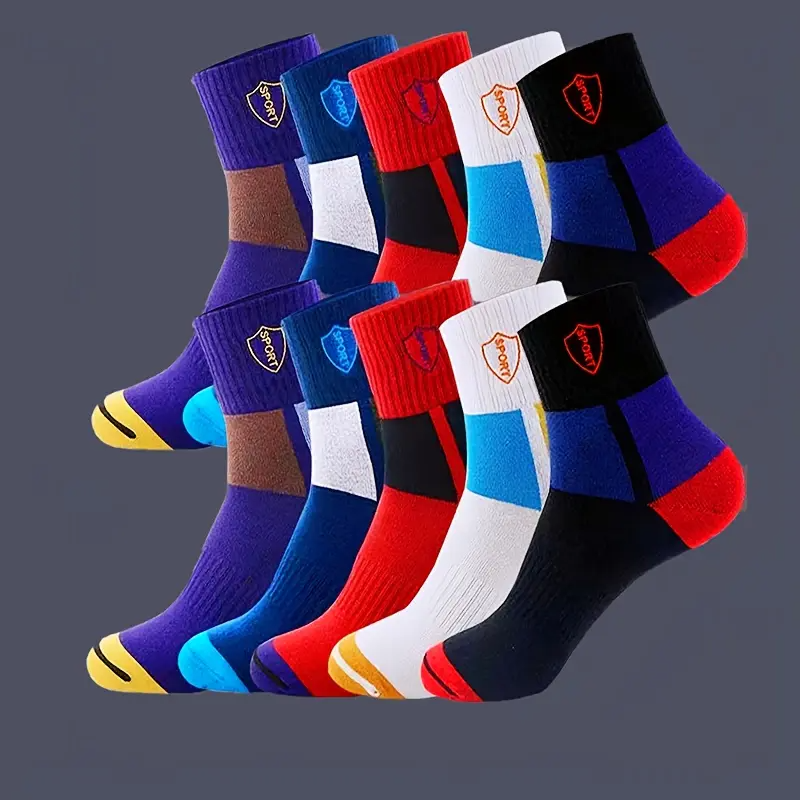 Men's Color-Block Sport Socks | Breathable Mid-Calf | 5, 10 or 20 Pairs