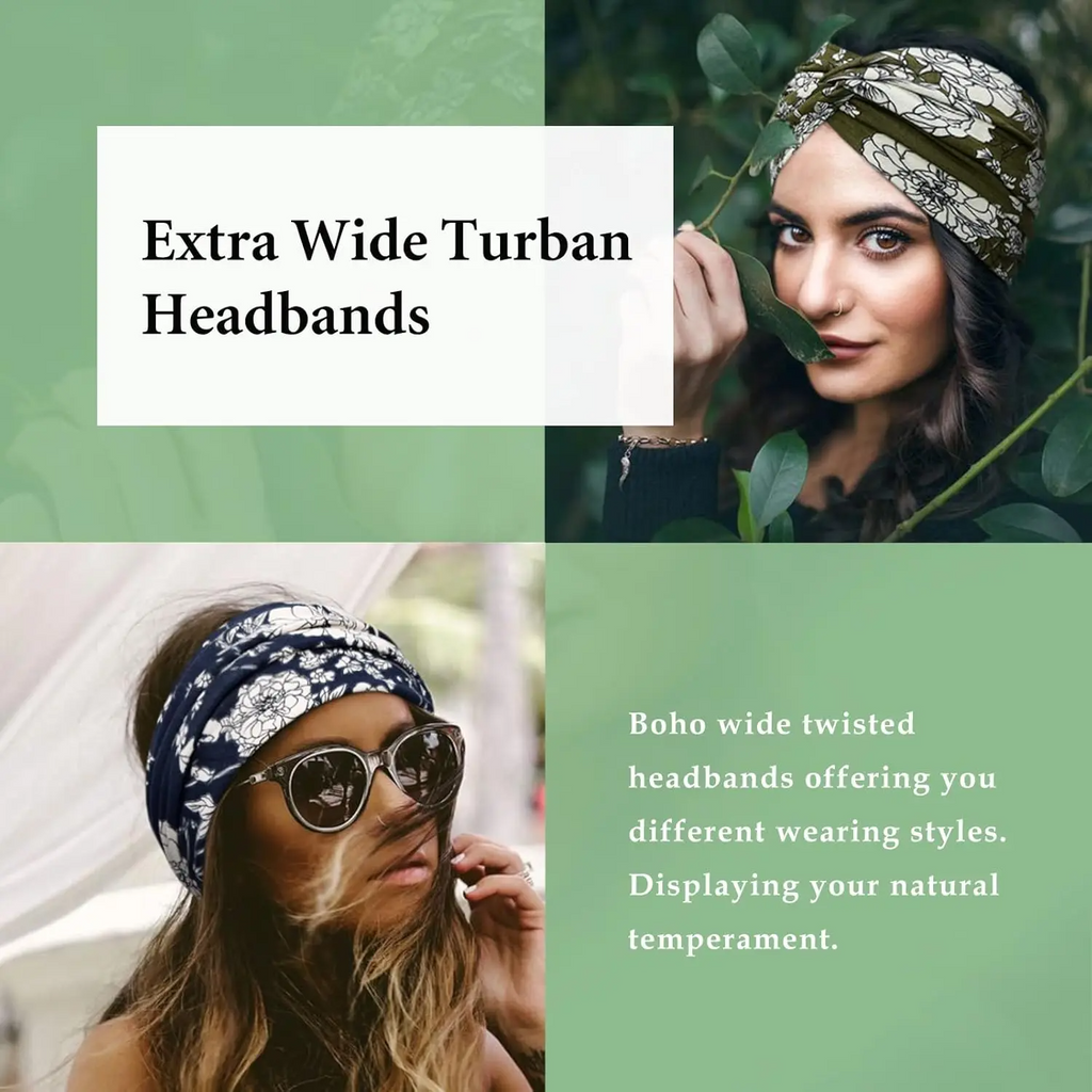 6-Pack Boho Wide Headbands for Women – Stretchy, Non-Slip Yoga & Workout Hair Wraps