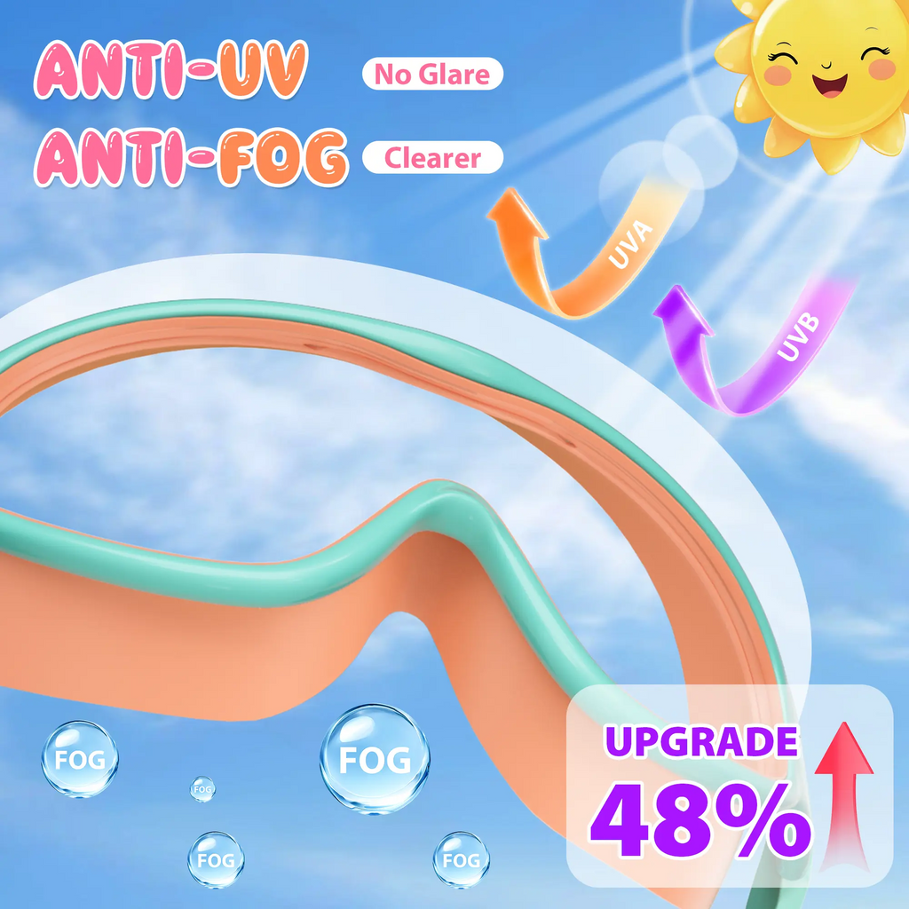 2 Pack Kids Swim Goggles for 3-15+ UV Protection Anti-Fog High Definition