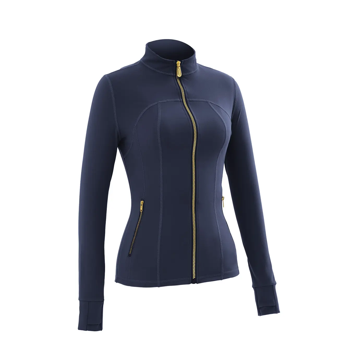 Women's Sporty Tracksuit Set – Gold Zipper Jacket & Yoga Leggings | Soft Brushed Casual Activewear