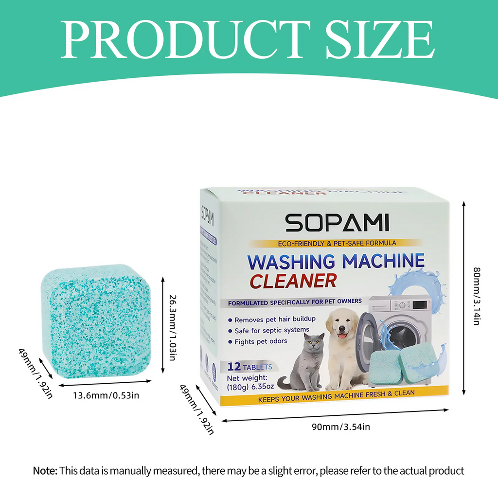 SOPAMI Washing Machine Cleaner Tablets | Eco-Friendly, Pet-Safe Deep Clean & Odor Eliminator