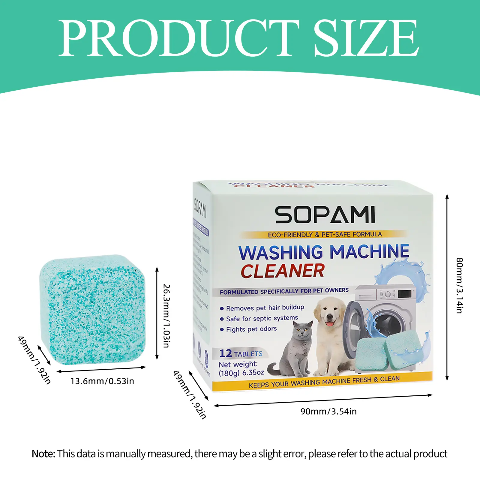 SOPAMI Washing Machine Cleaner Tablets | Eco-Friendly, Pet-Safe Deep Clean & Odor Eliminator
