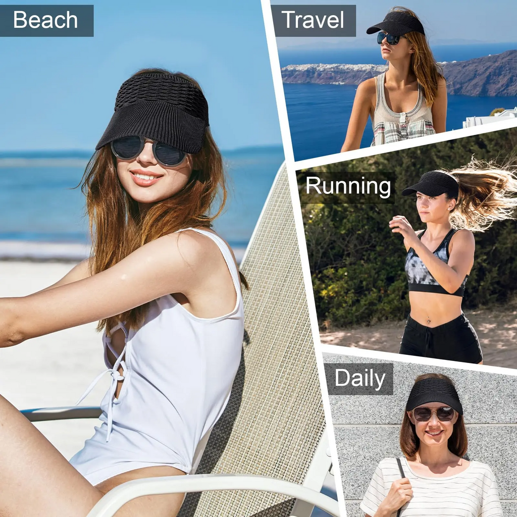 Women's High-Ponytail Sun Hat – UV Protection, Breathable Open-Top Design | Pack of 2