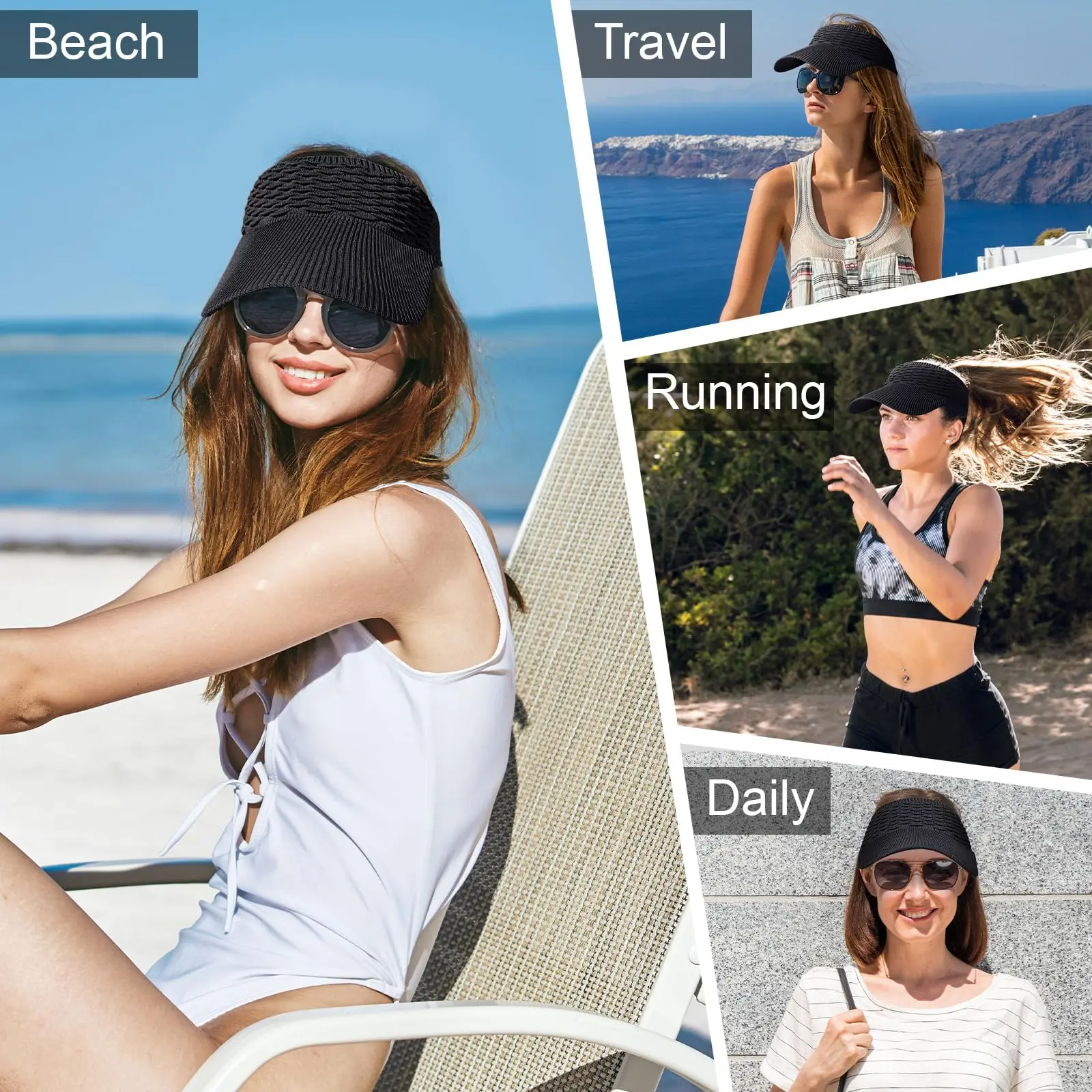 Women's High-Ponytail Sun Hat – UV Protection, Breathable Open-Top Design | Pack of 2