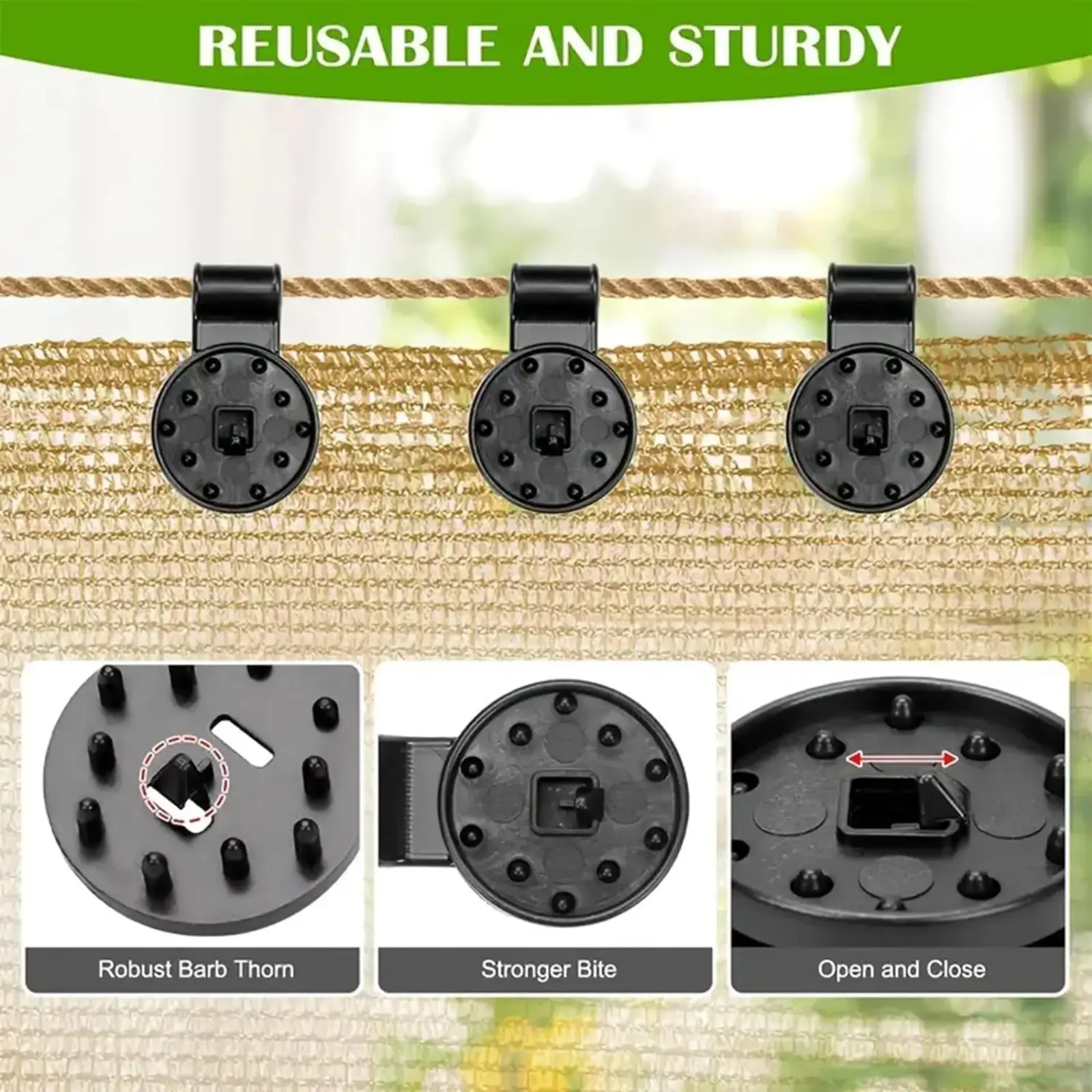 Universal Shade Clothes Clips 50 Pcs Black