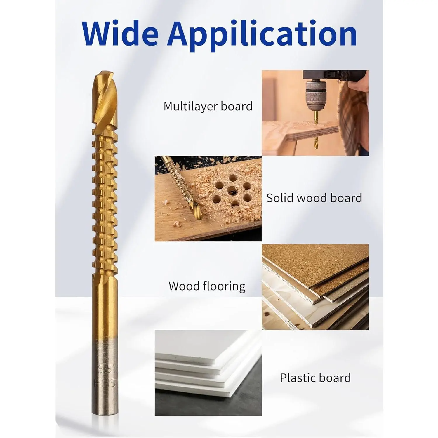8 Pack Titanium GJANSH Coated HSS Twist Drill Bits