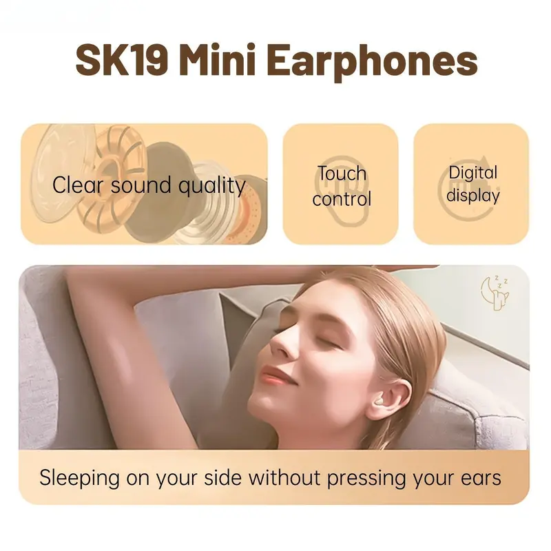 Ultra-Small Bluetooth Sleep Earbuds, 25-Hour Battery