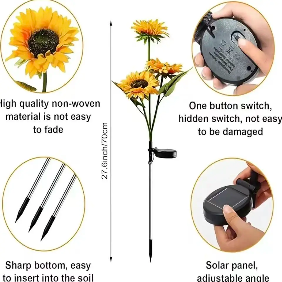 Solar Sunflower Garden Stake Lights – 2026 Upgraded