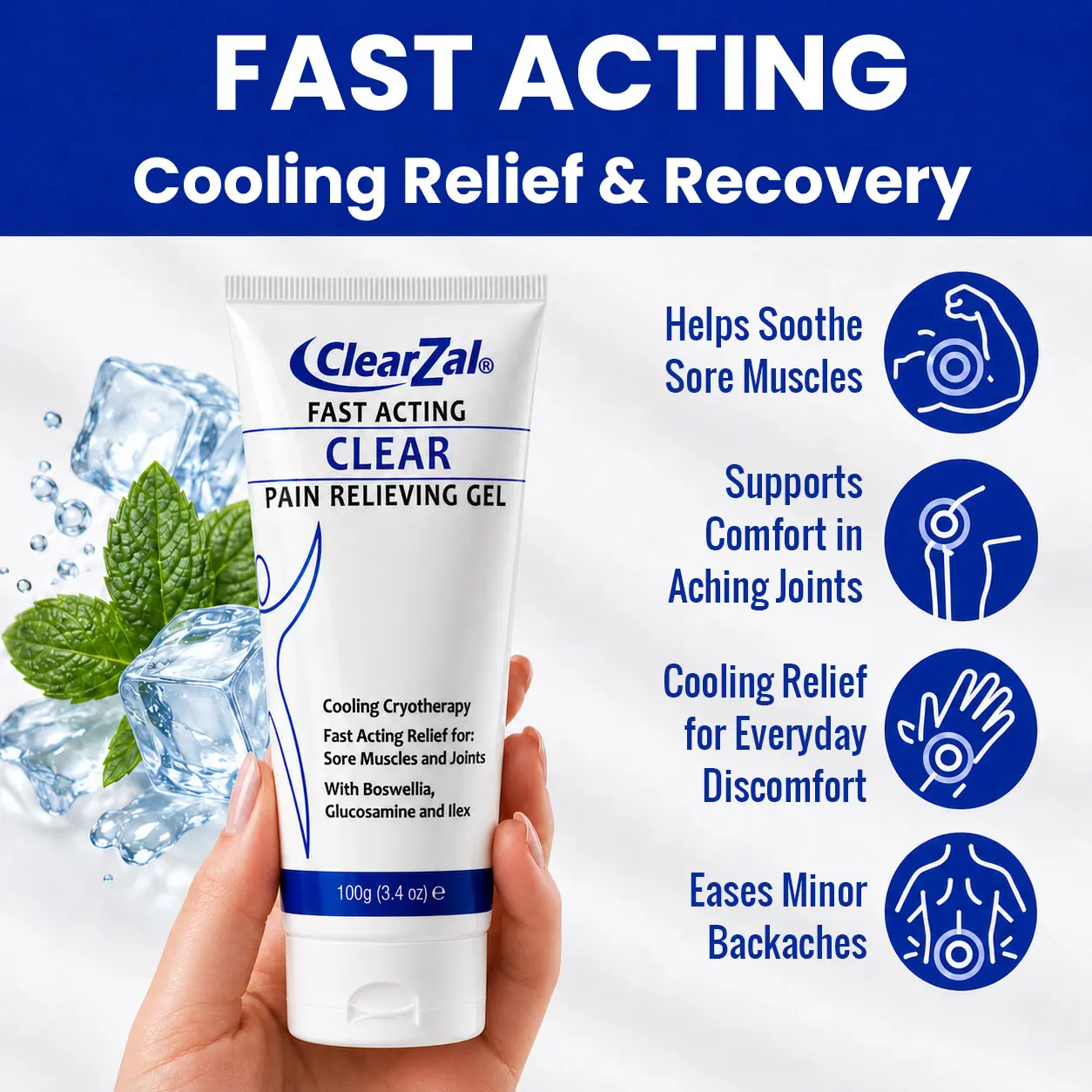 Soothing Cooling Gel – Menthol & Frankincense Formula for Muscle Tension