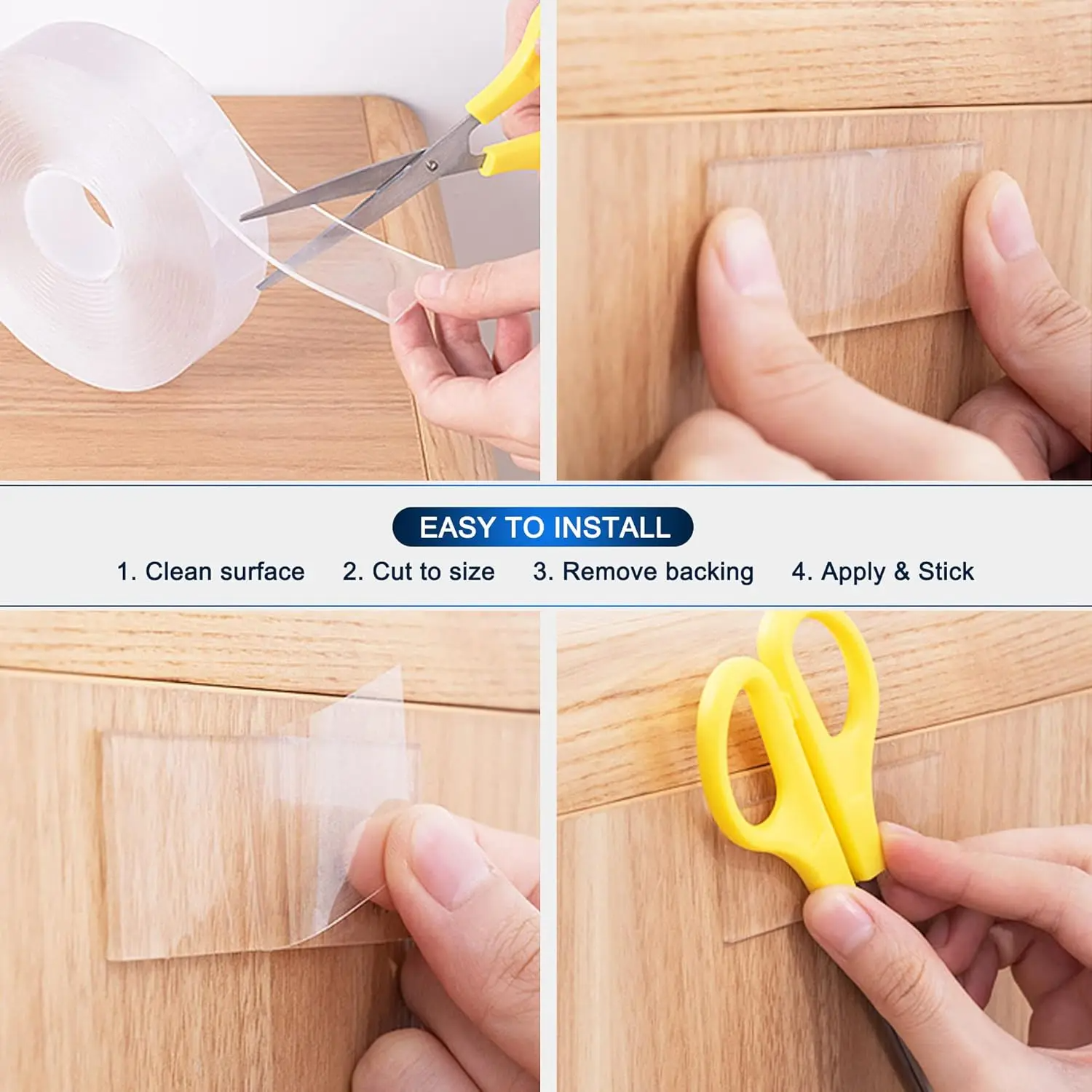 Ultra-strong Double Sided Adhesive Nano Tape Heavy Duty Transparent Reusable
