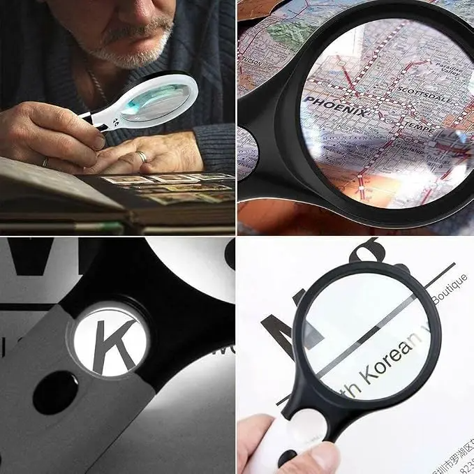 Handheld Magnifying Glass with 3X magnification and 3 LED lights