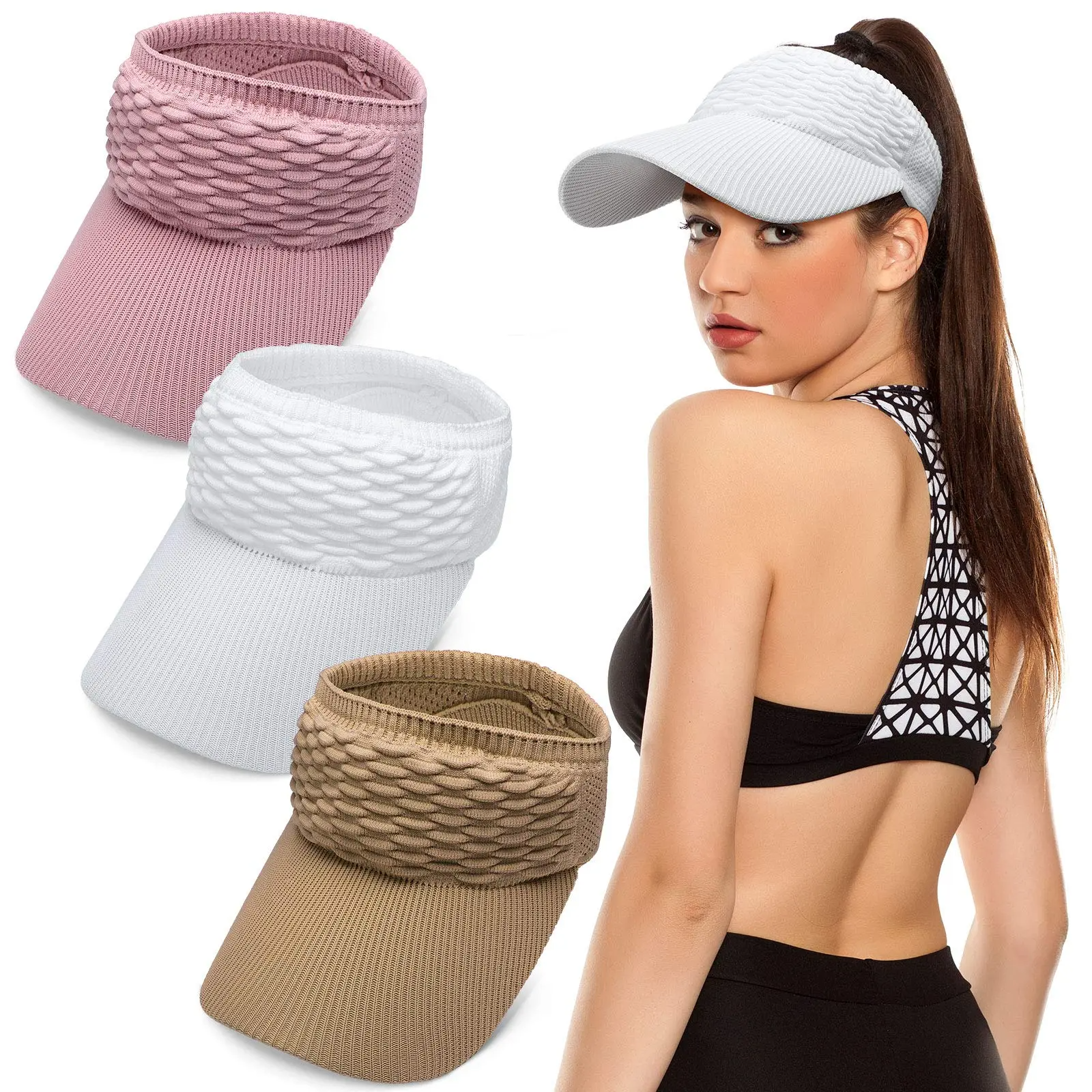 Women's High-Ponytail Sun Hat – UV Protection, Breathable Open-Top Design | Pack of 2