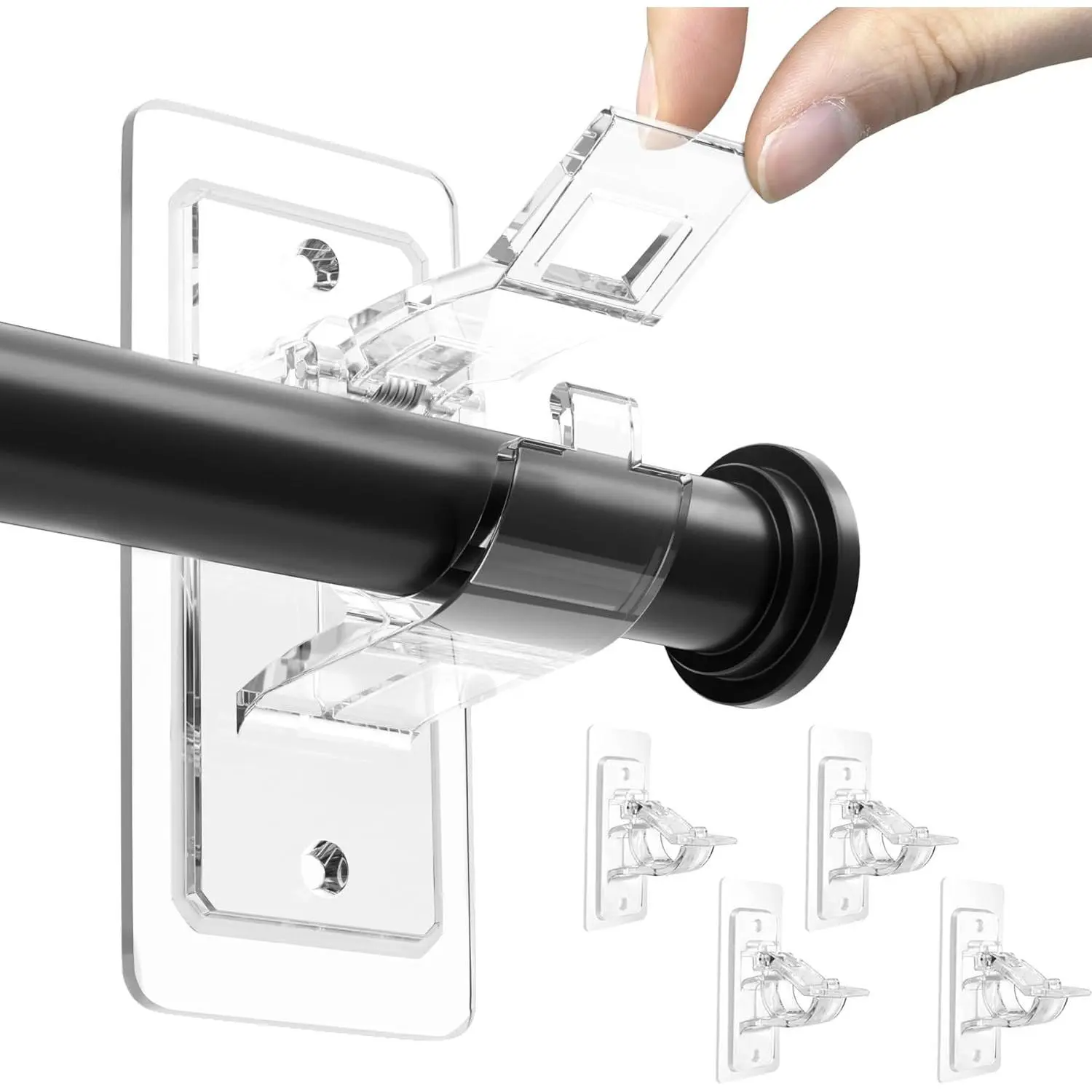 No Drill Curtain Rod Brackets – Self-Adhesive, Adjustable