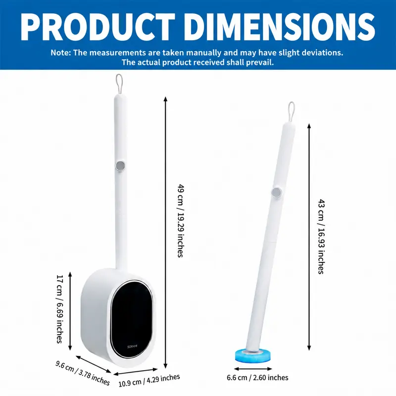 Disposable Toilet Scrubber Kit – No-Touch Rotating Brush with Refill Heads & Holder