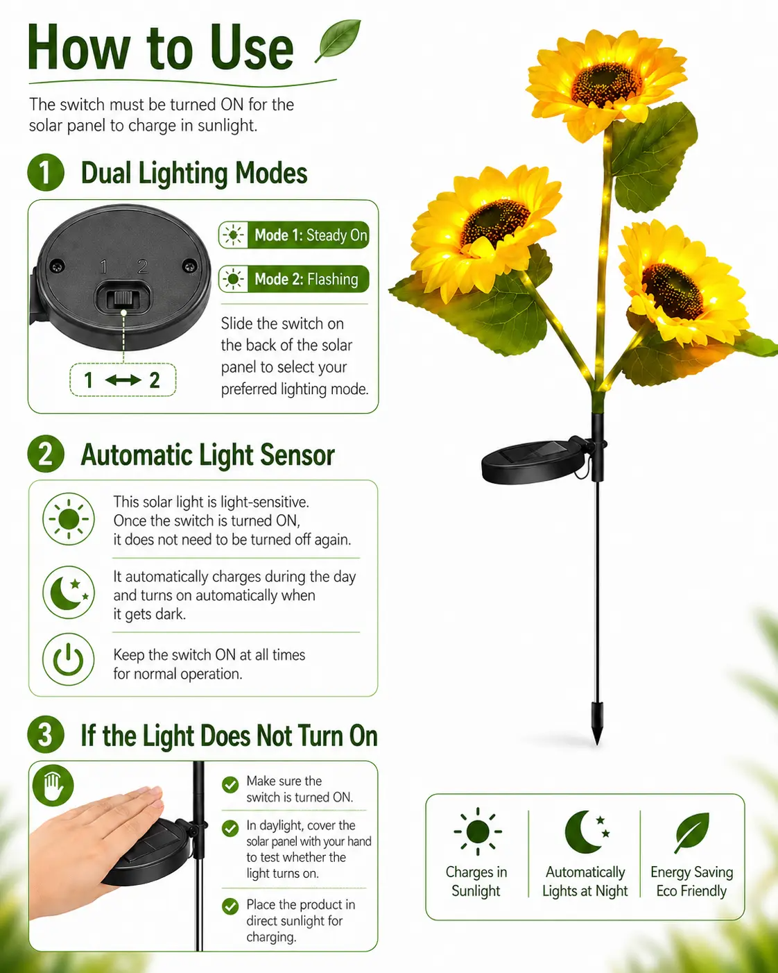 Solar Sunflower Garden Stake Lights – 2026 Upgraded