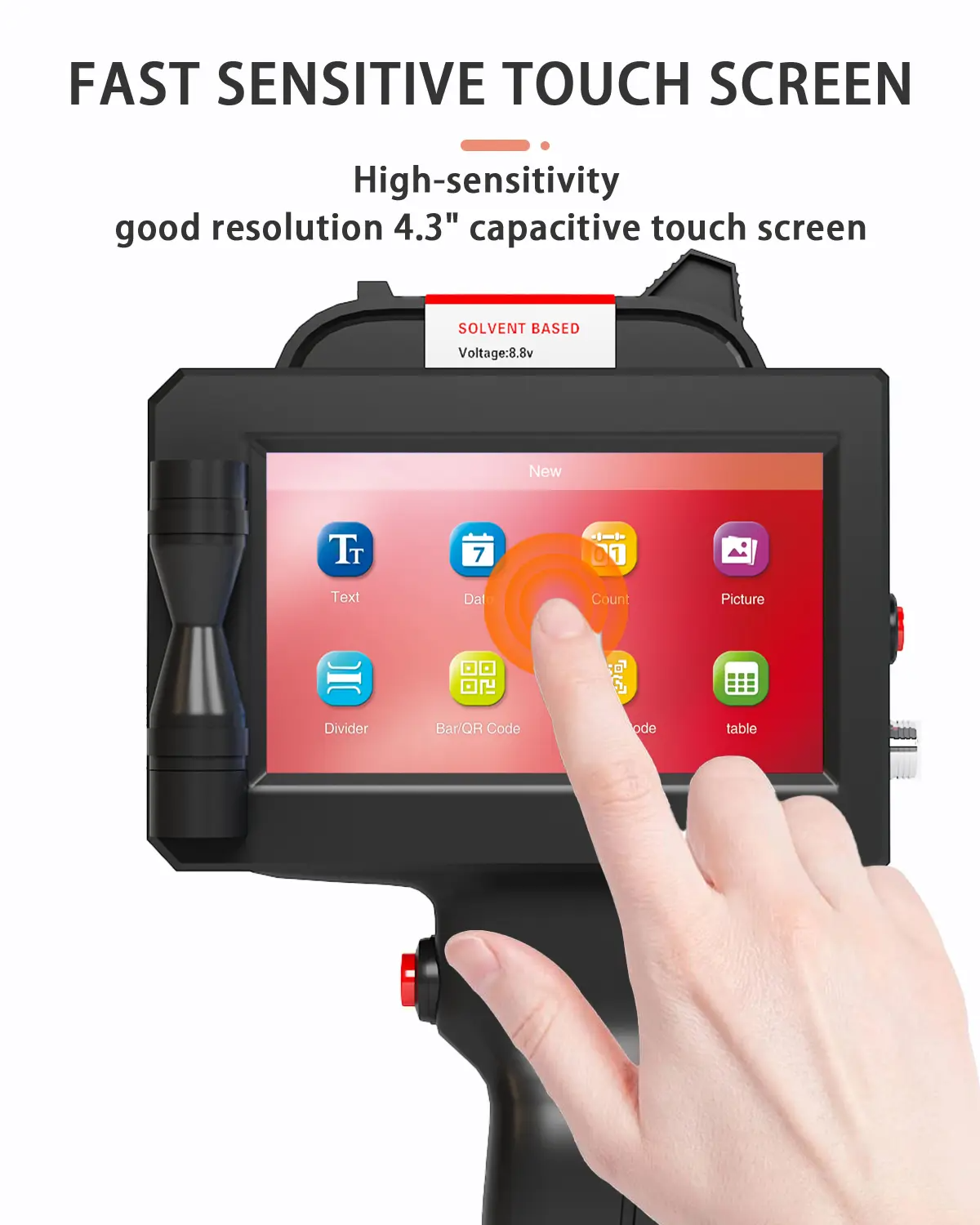 Handheld Inkjet Printer, 1 inch/25.4 mm Print Height Handheld Printer Gun with Quick-Drying Ink Cartridge for Batch Number Date QR Codes Barcodes Labels Logo Printing on Diverse Materials