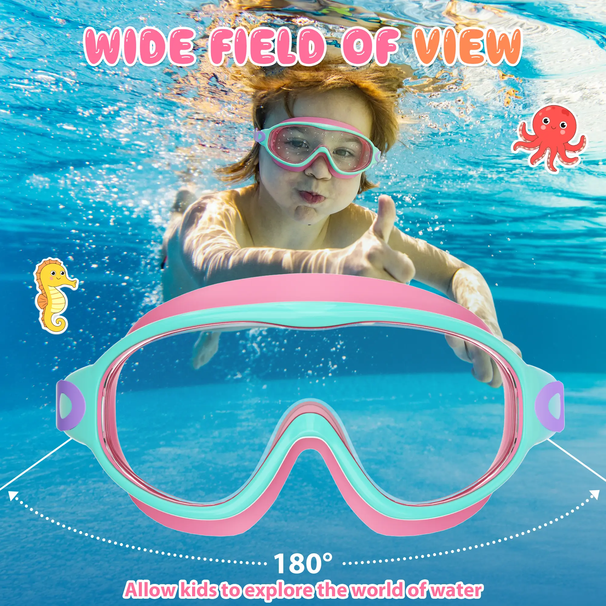 2 Pack Kids Swim Goggles for 3-15+ UV Protection Anti-Fog High Definition