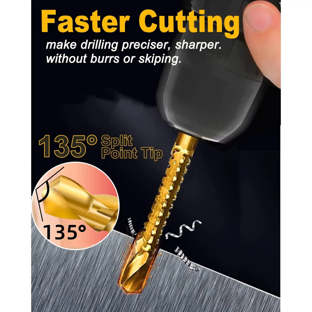 8 Pack Titanium GJANSH Coated HSS Twist Drill Bits