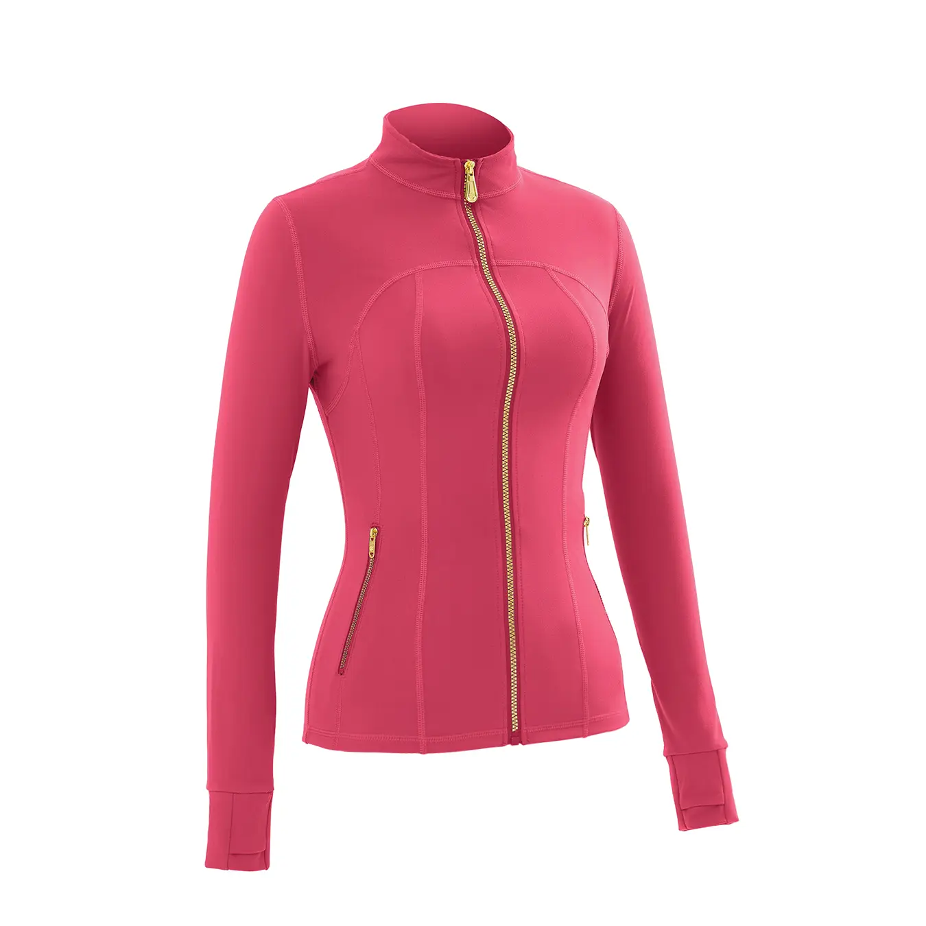 Women's Sporty Tracksuit Set – Gold Zipper Jacket & Yoga Leggings | Soft Brushed Casual Activewear