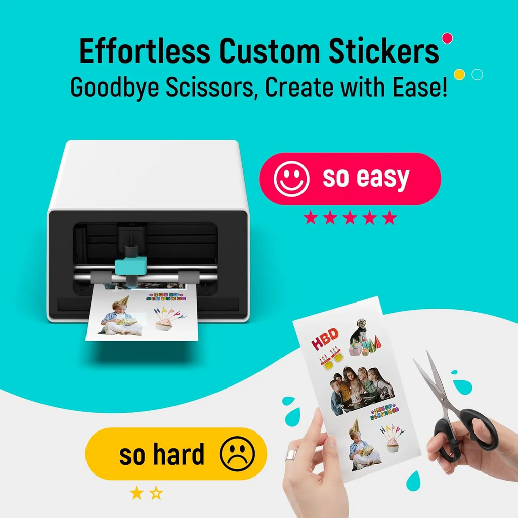 All-in-One Sticker Printer & Cutter – 300 DPI Color Photo Printing with AI Auto-Cut