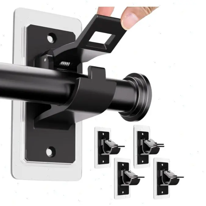 No Drill Curtain Rod Brackets – Self-Adhesive, Adjustable