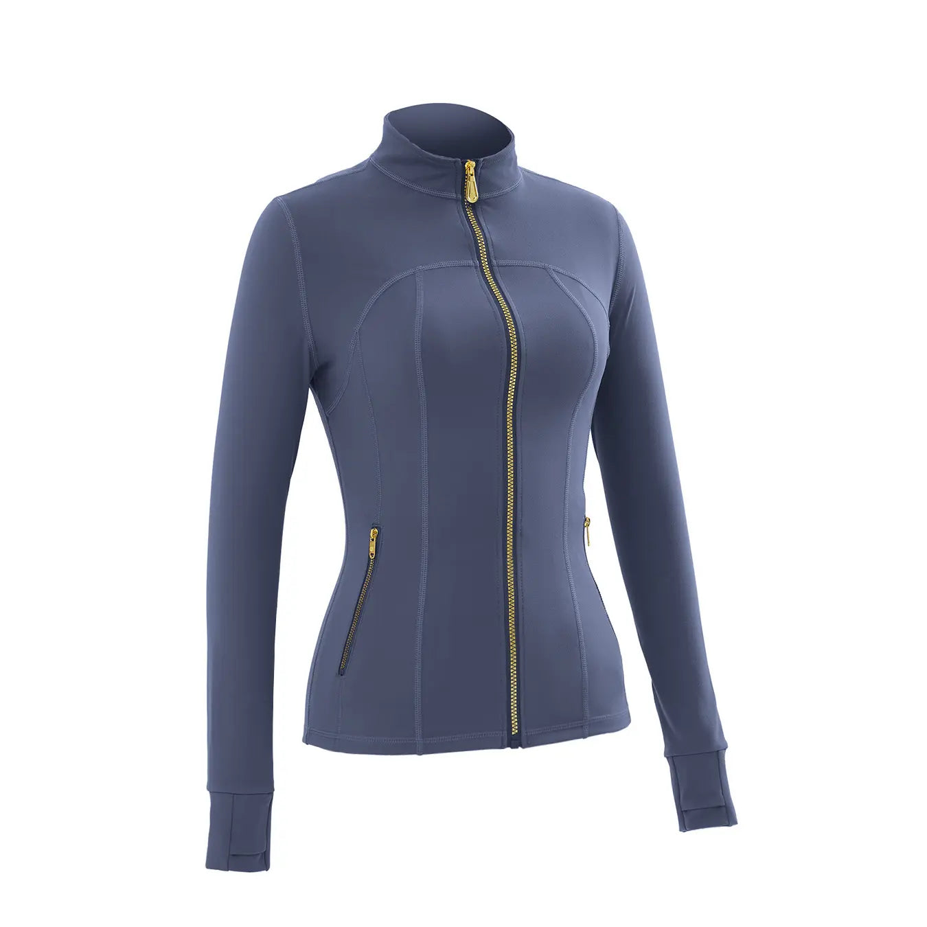 Women's Sporty Tracksuit Set – Gold Zipper Jacket & Yoga Leggings | Soft Brushed Casual Activewear