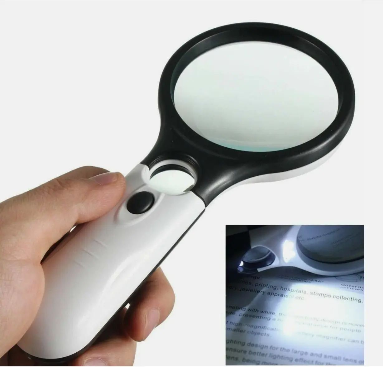 Handheld Magnifying Glass with 3X magnification and 3 LED lights