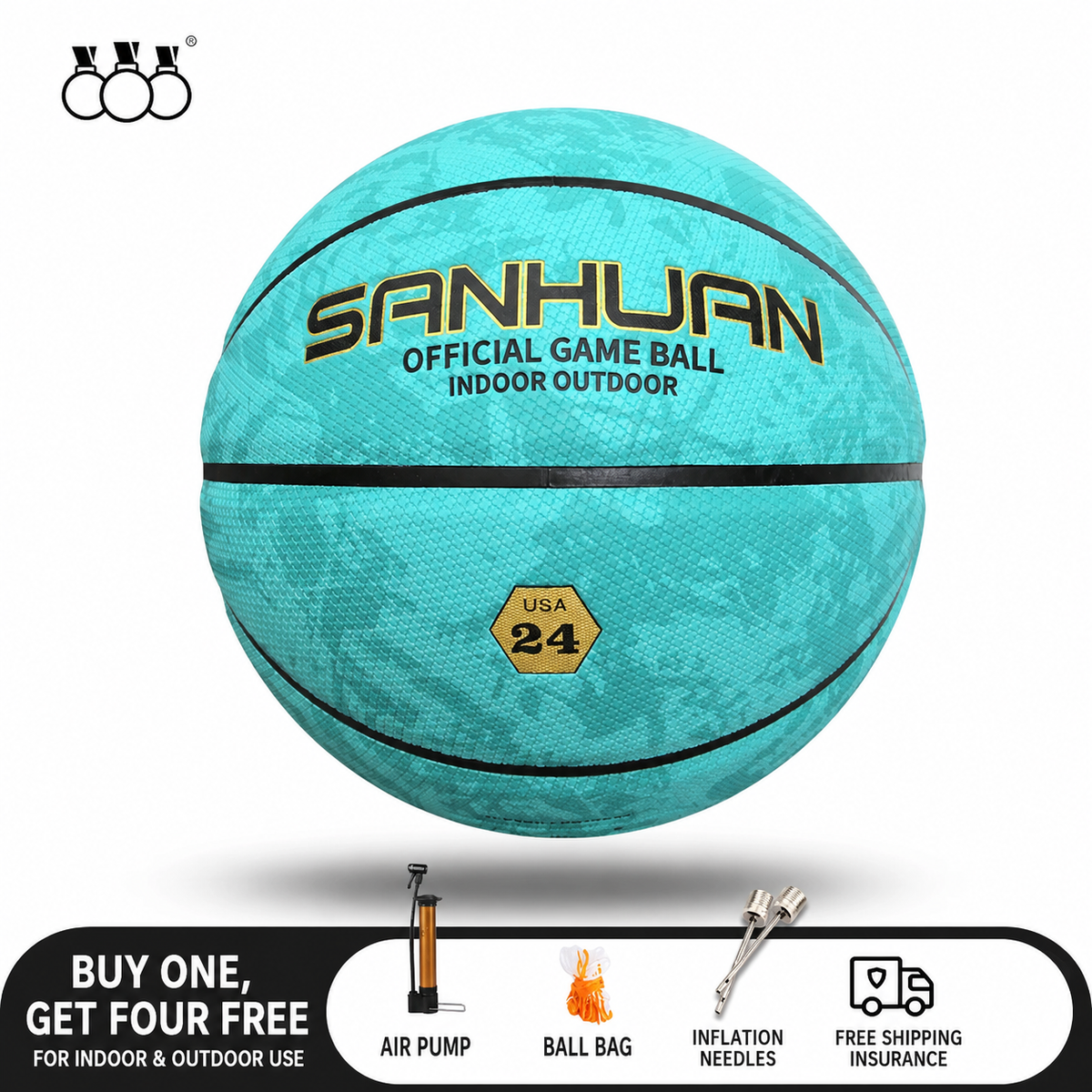 Sanhuan Basketball – Non-Slip, Wear-Resistant | Sizes 5, 6 & 7 | Indoor & Outdoor