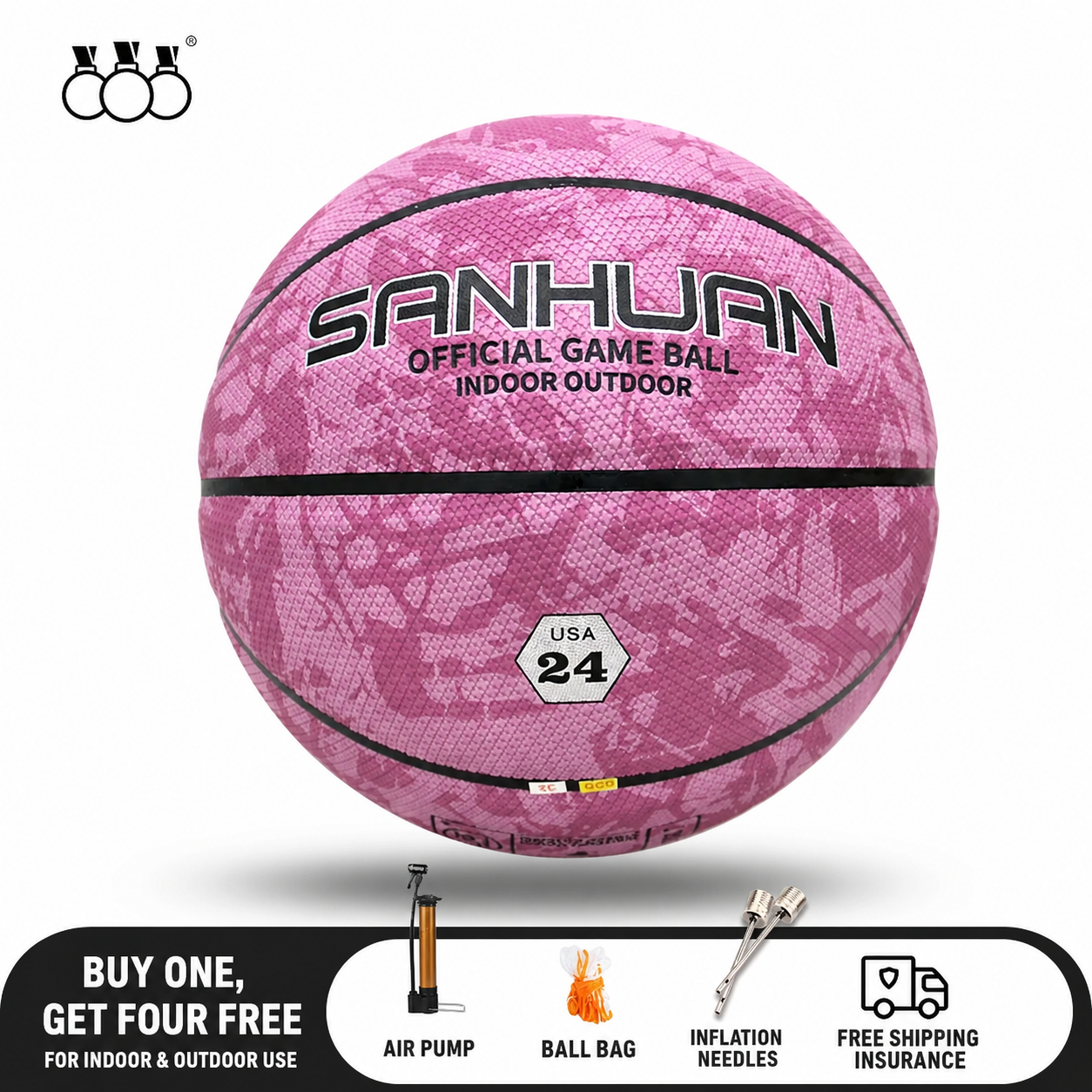 Sanhuan Basketball – Non-Slip, Wear-Resistant | Sizes 5, 6 & 7 | Indoor & Outdoor