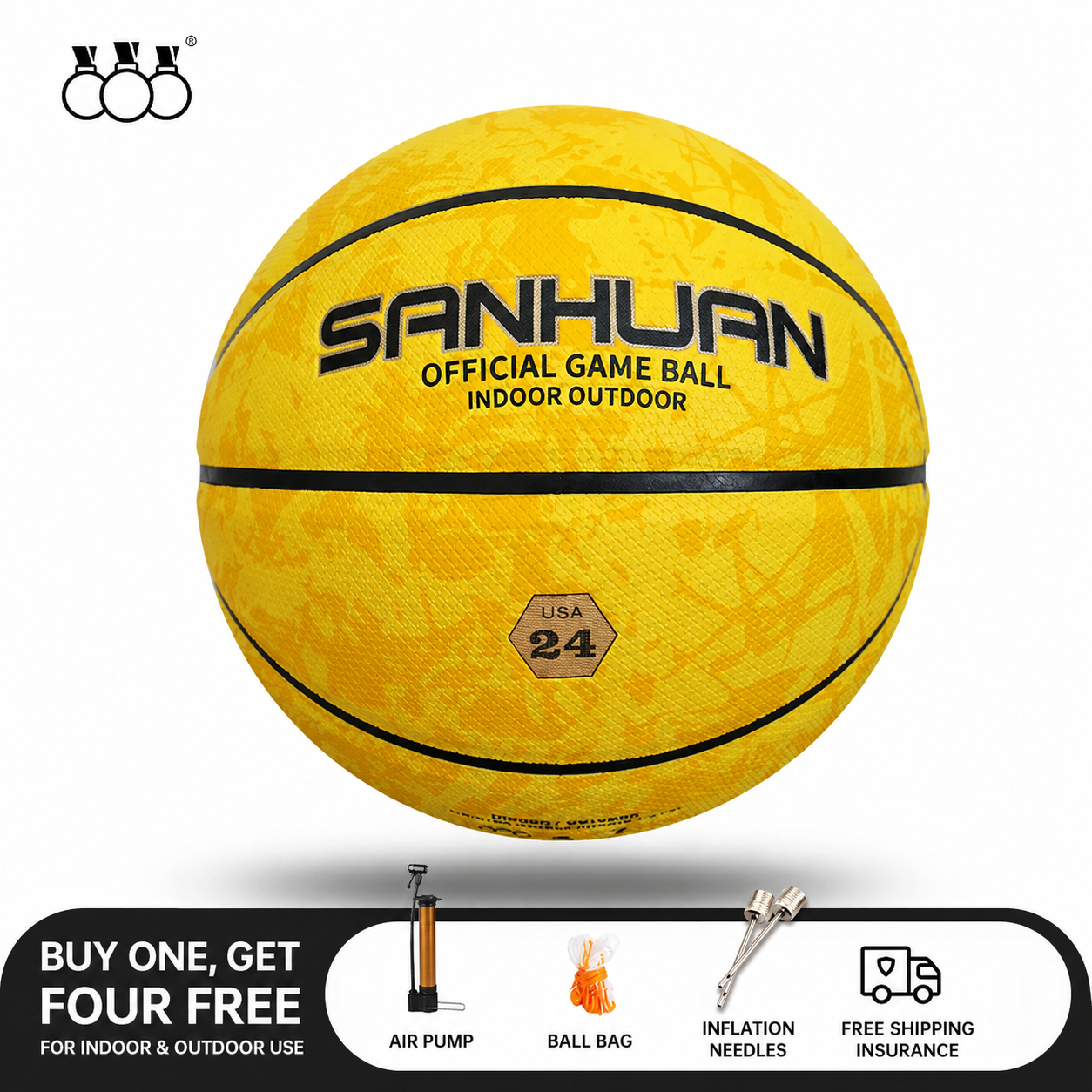 Sanhuan Basketball – Non-Slip, Wear-Resistant | Sizes 5, 6 & 7 | Indoor & Outdoor