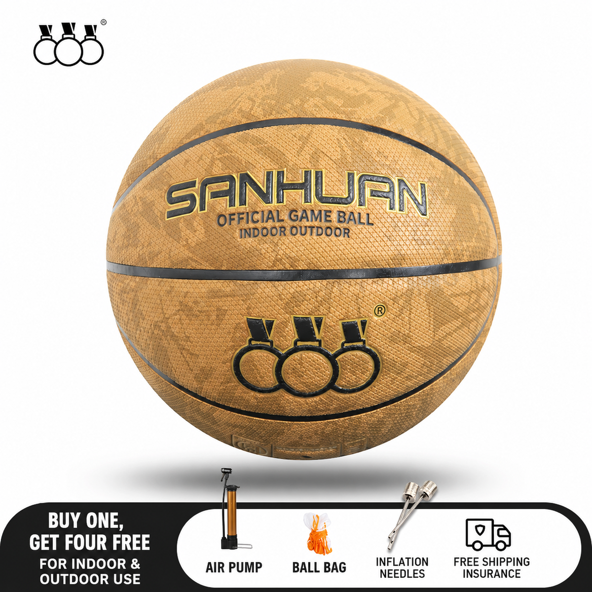 Sanhuan Basketball – Non-Slip, Wear-Resistant | Sizes 5, 6 & 7 | Indoor & Outdoor