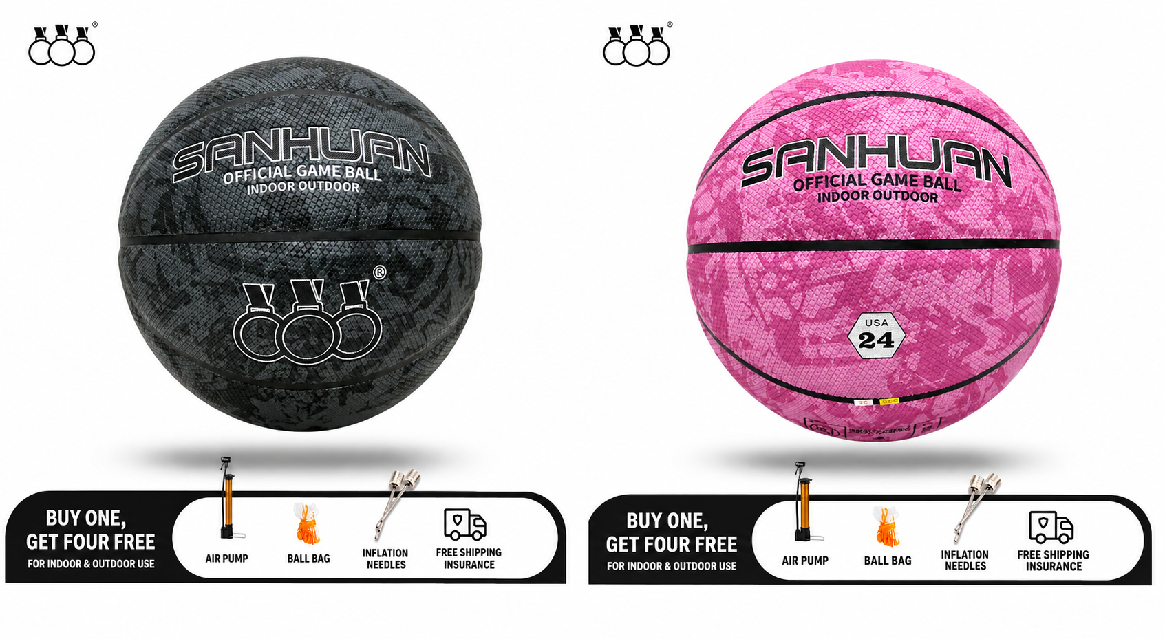 Sanhuan Basketball – Non-Slip, Wear-Resistant | Sizes 5, 6 & 7 | Indoor & Outdoor