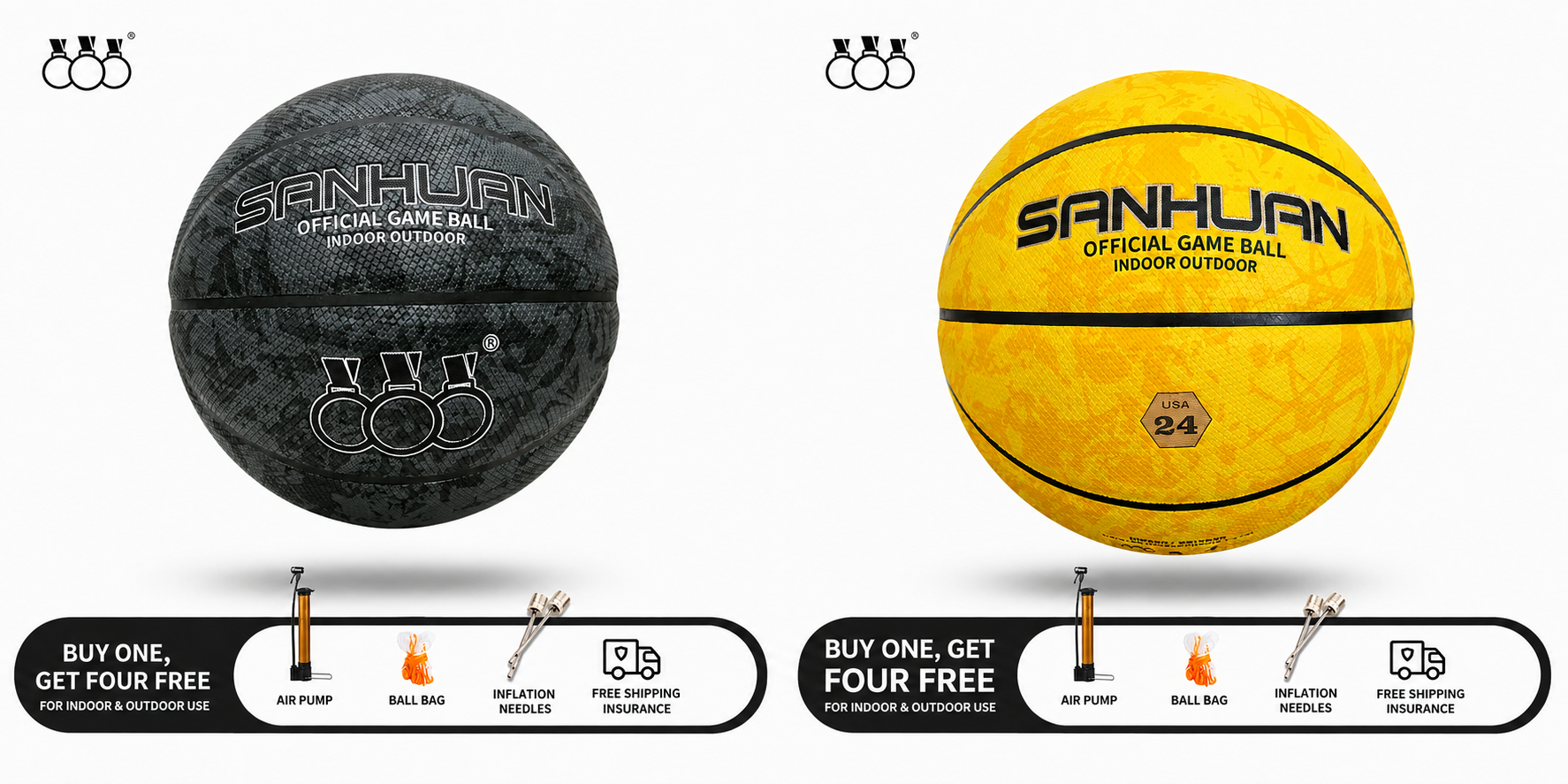 Sanhuan Basketball – Non-Slip, Wear-Resistant | Sizes 5, 6 & 7 | Indoor & Outdoor