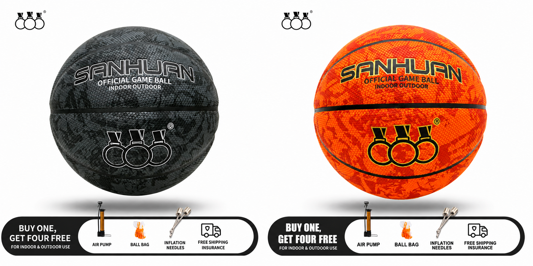 Sanhuan Basketball – Non-Slip, Wear-Resistant | Sizes 5, 6 & 7 | Indoor & Outdoor