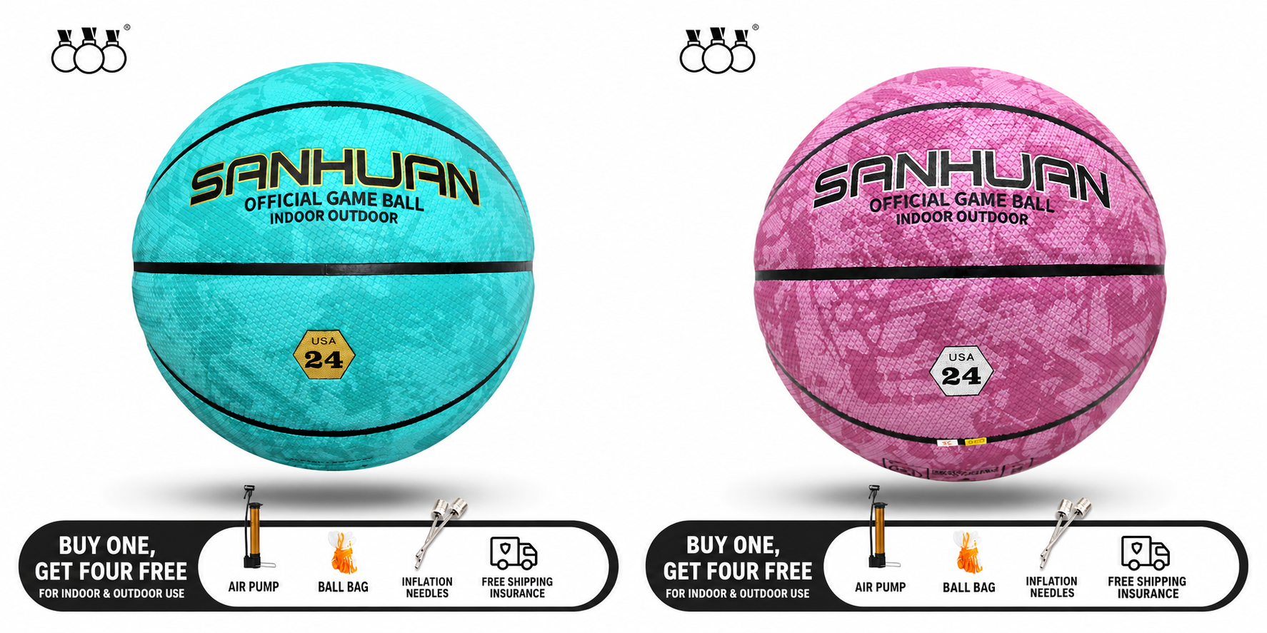 Sanhuan Basketball – Non-Slip, Wear-Resistant | Sizes 5, 6 & 7 | Indoor & Outdoor