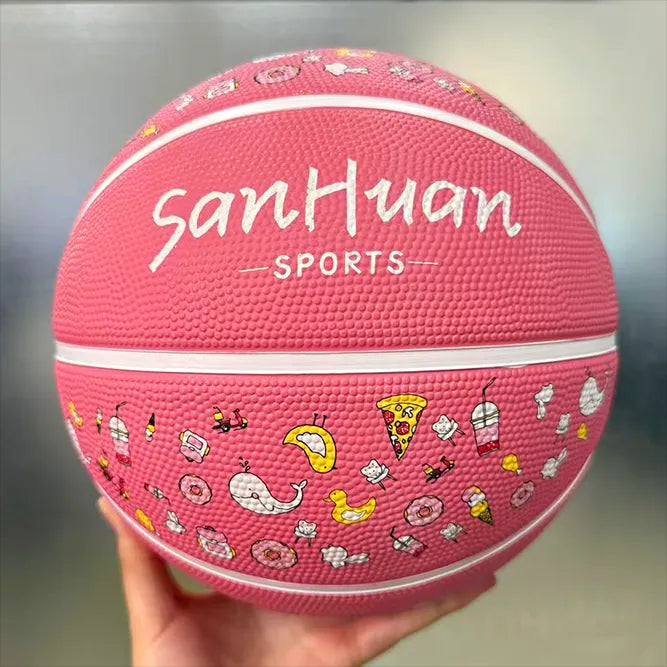Animal Print Rubber Basketball – Pink, Mint Green & Blue | Size 5 | Kids & Girls
