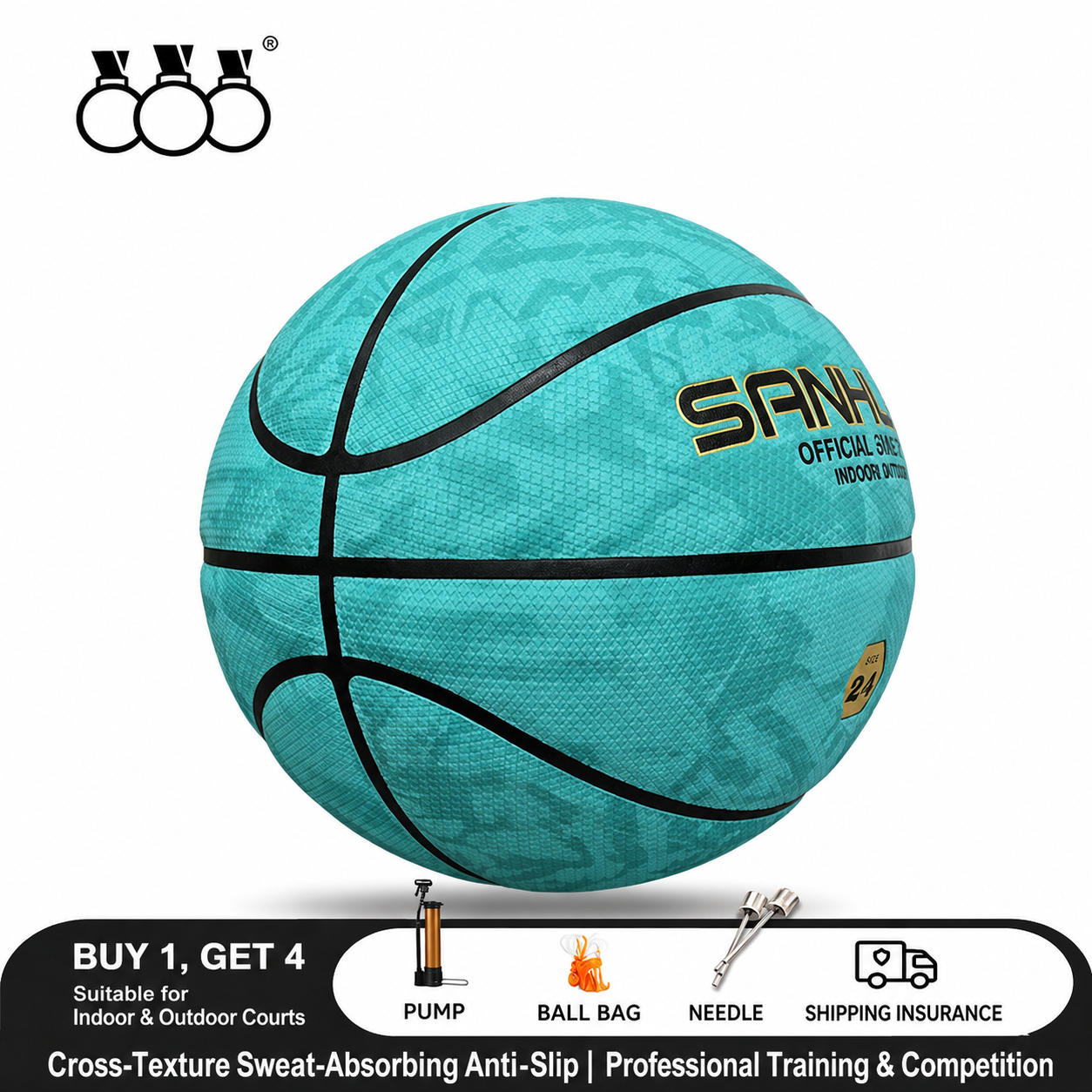 Sanhuan Basketball – Non-Slip, Wear-Resistant | Sizes 5, 6 & 7 | Indoor & Outdoor