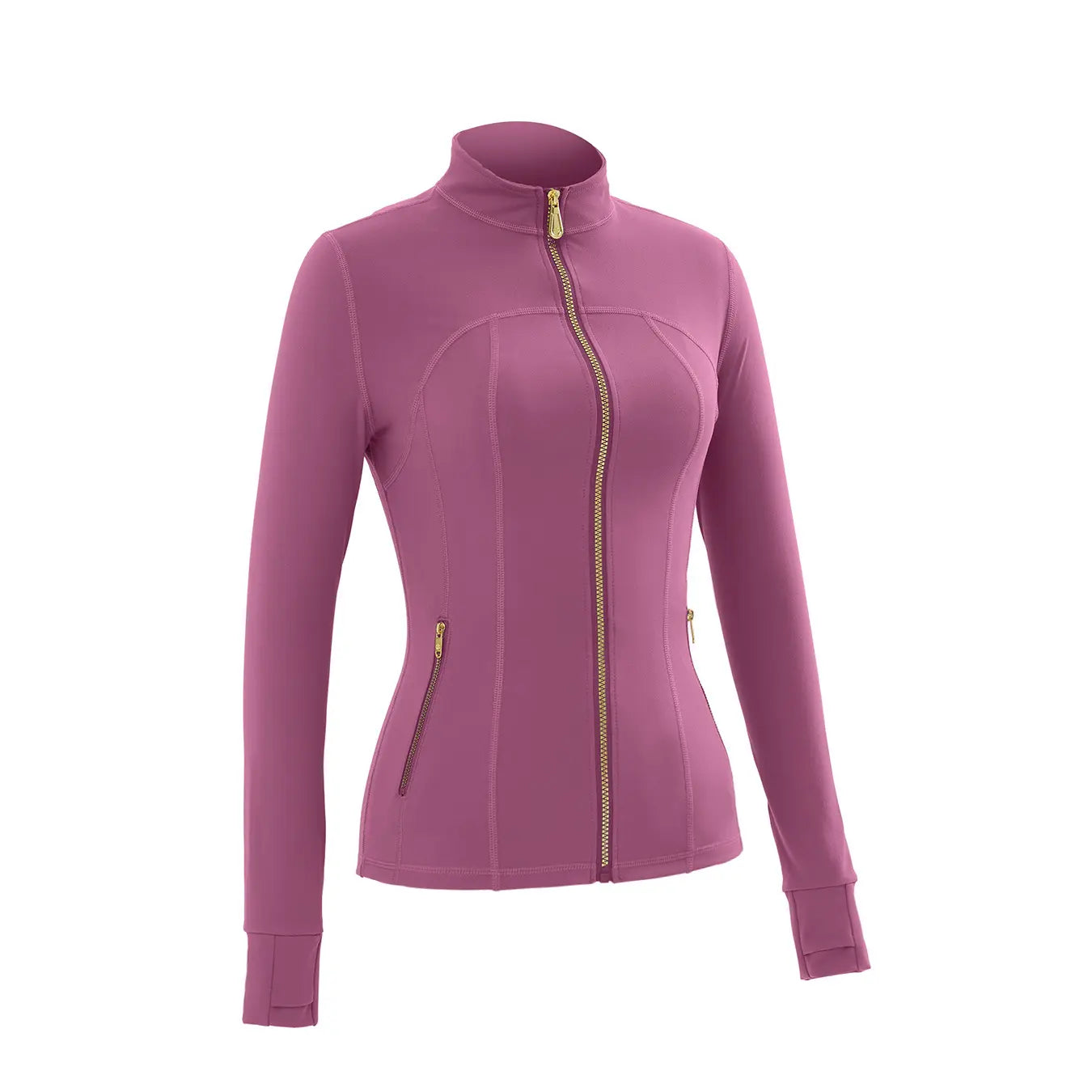 Women's Sporty Tracksuit Set – Gold Zipper Jacket & Yoga Leggings | Soft Brushed Casual Activewear